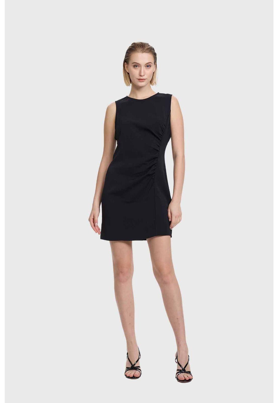 Vestido Mujer Corte Delantero Negro-3