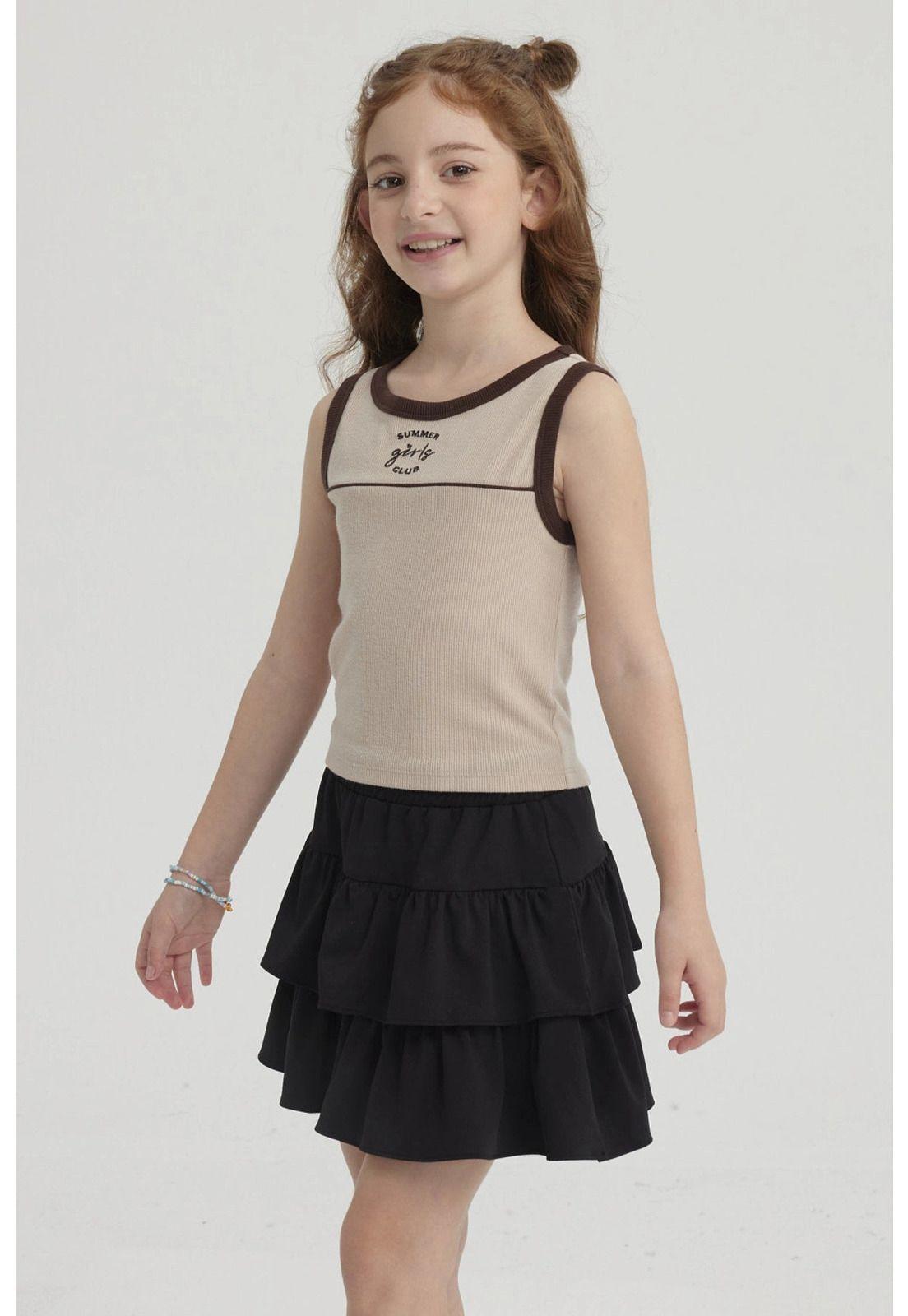 Polera Niña Teen Piping Frontal Beige-5