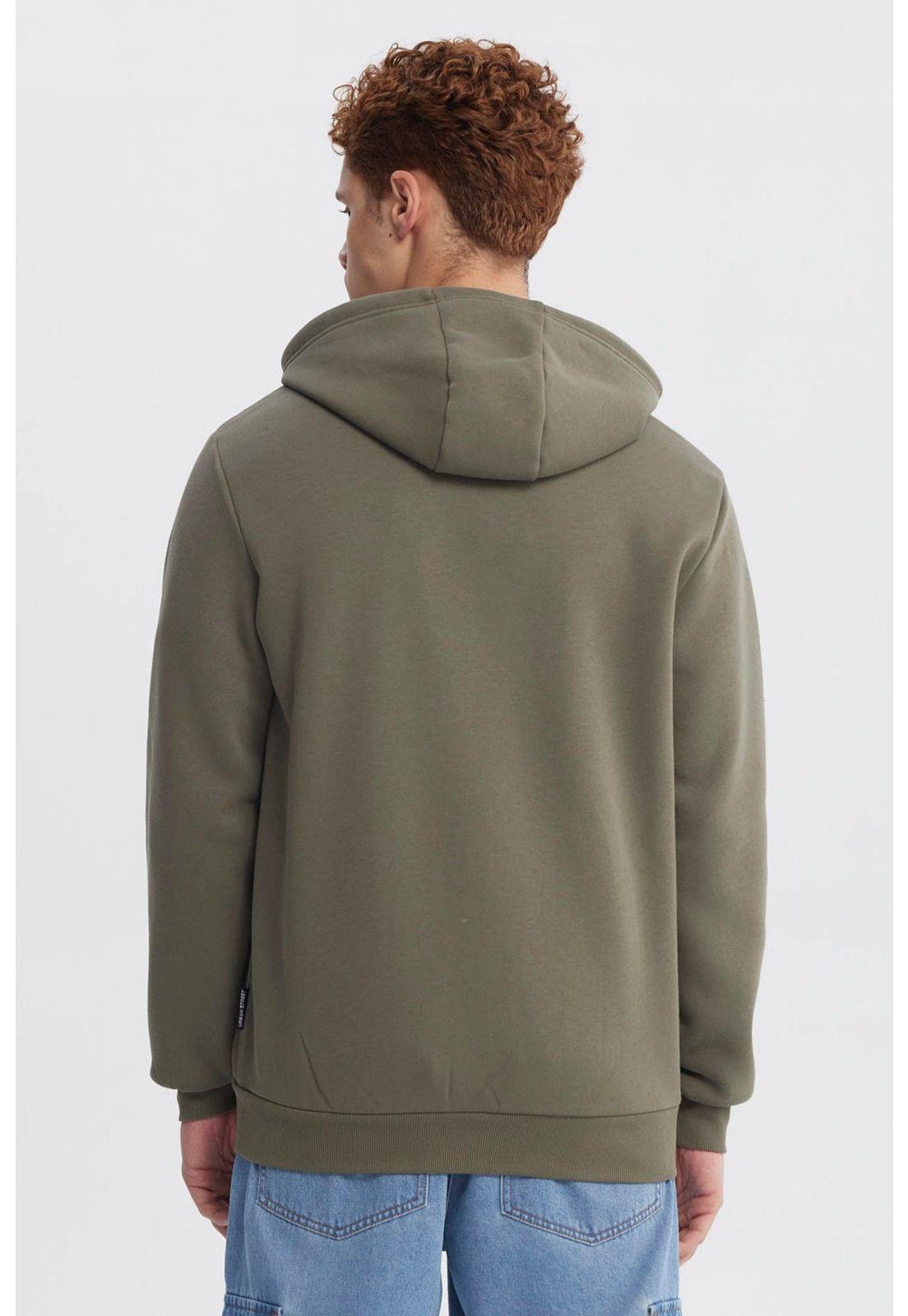 Polerón Hombre Full Zipper Basico Verde Militar-2