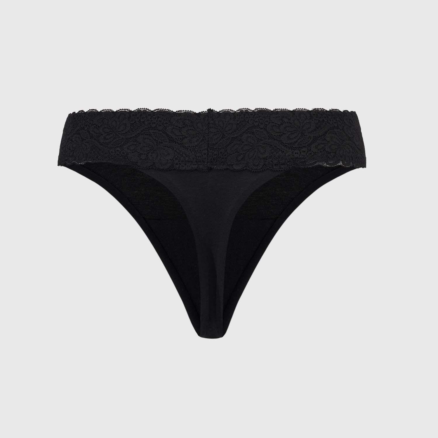 Calzón Mujer Colaless Con Encaje Pretina Negro Fsp-1