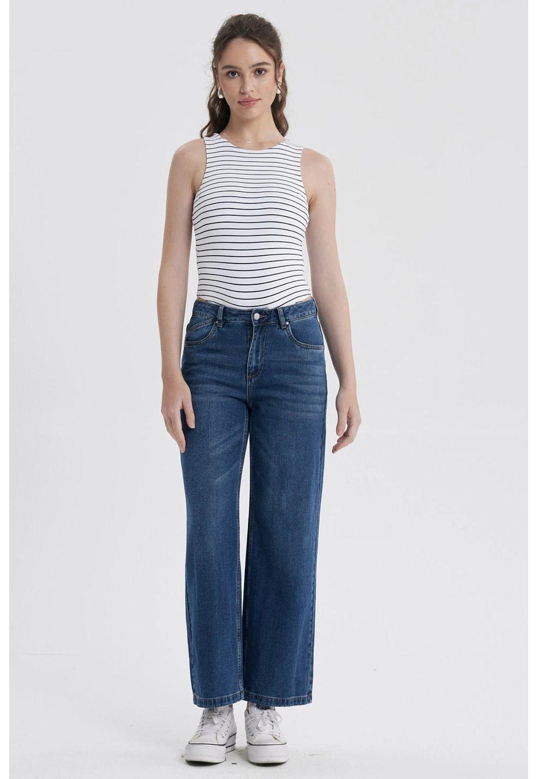 Jeans Mujer Baggy Lavado Azul-3