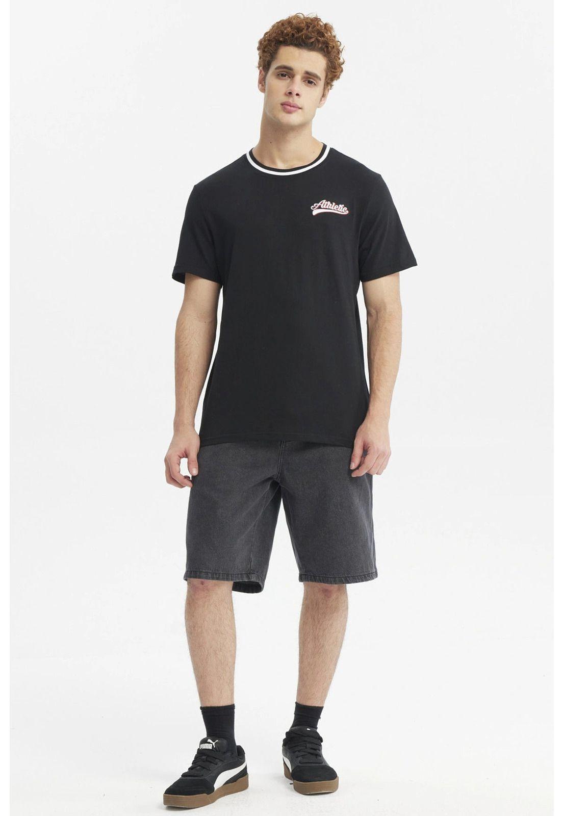 Polera Hombre Regular Print Negro - ll-3