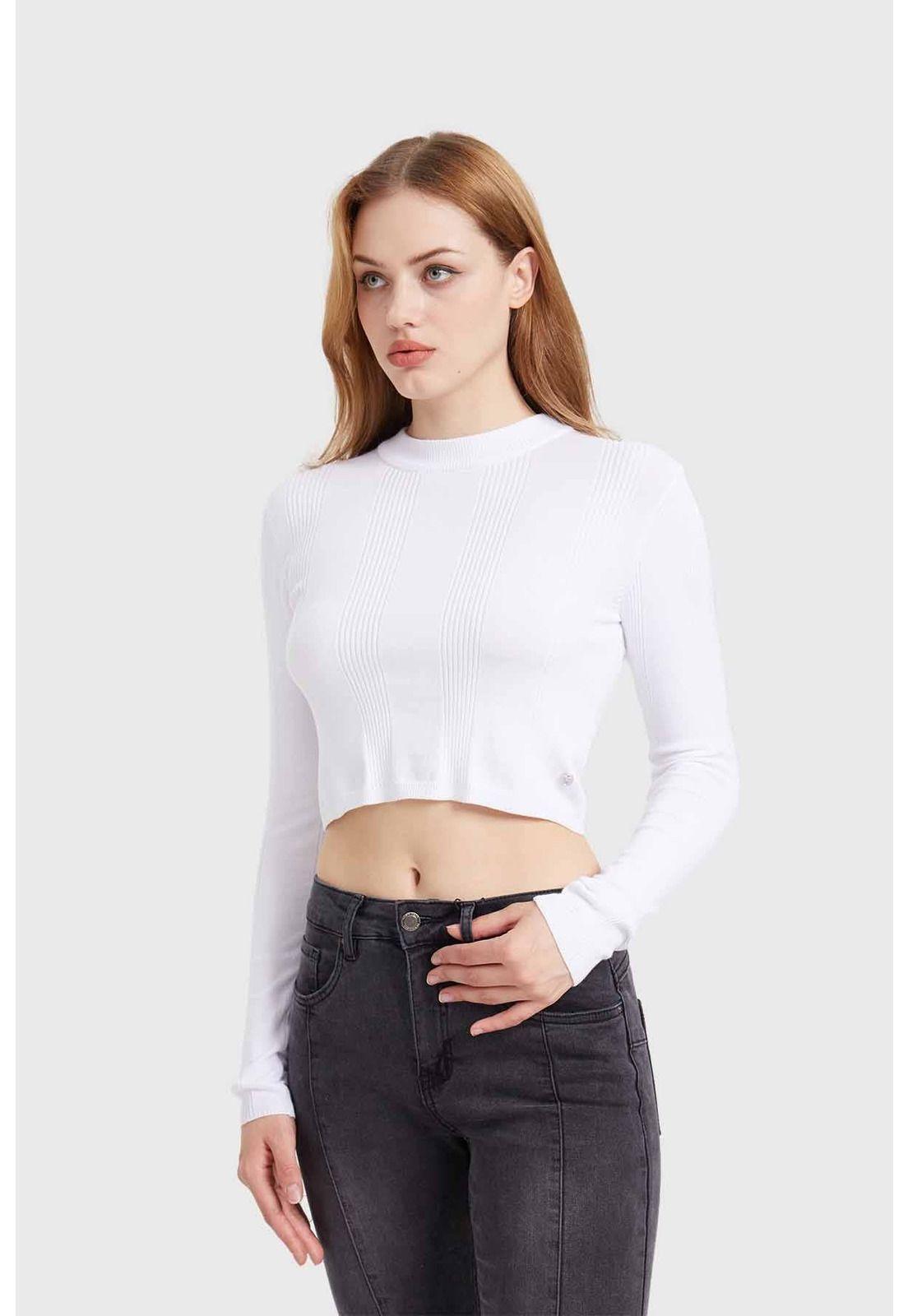 Sweater Mujer Crop Blanco - lll-1