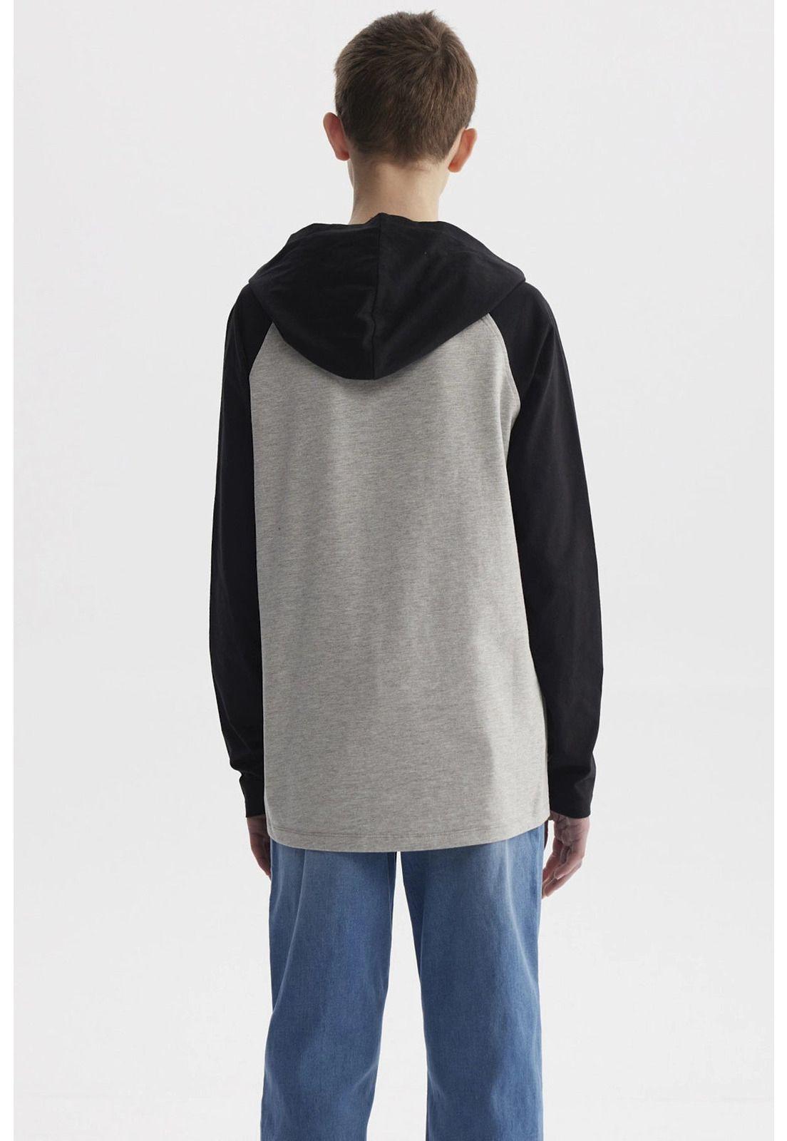Polera Niño Teen Bicolor Gris Melange-2