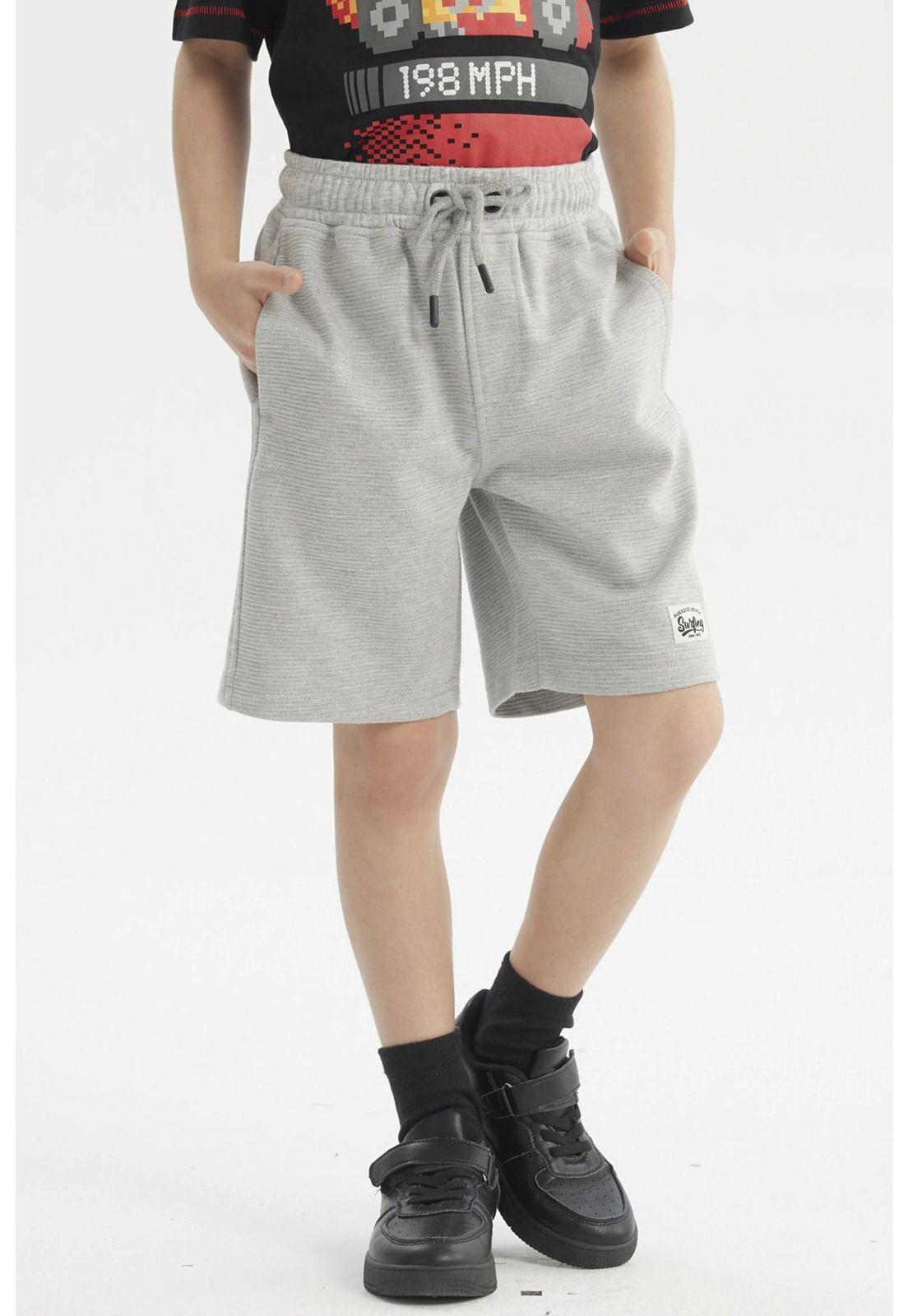 Bermuda Niño Textura Gris Melange-0