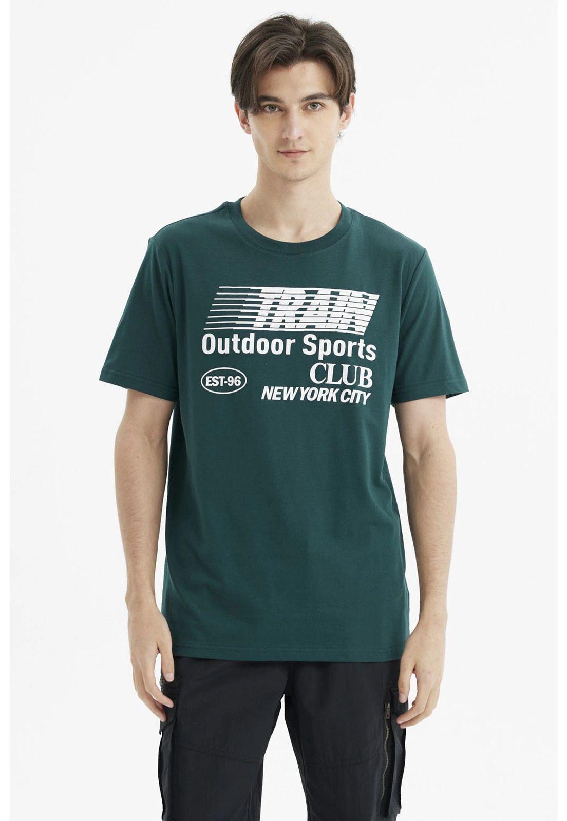 Polera Hombre Regular Fit Print New York Verde Oscuro-0