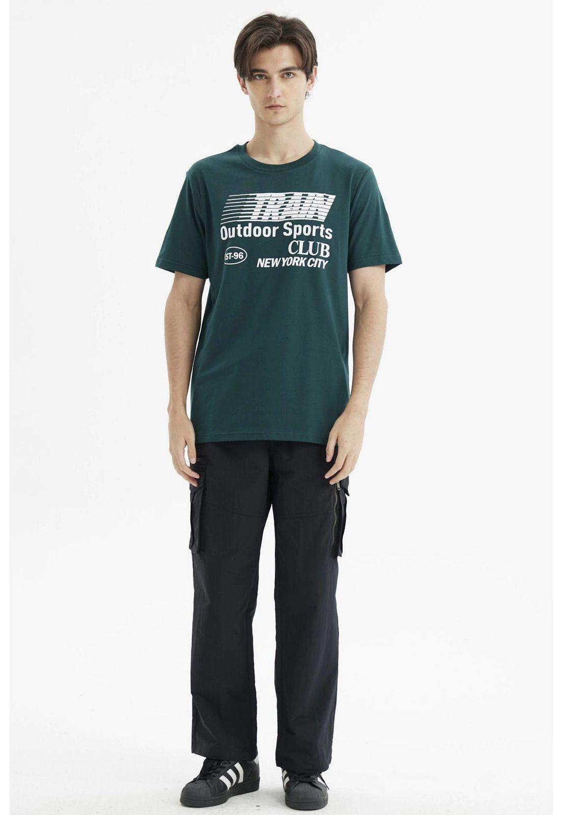 Polera Hombre Regular Fit Print New York Verde Oscuro-3