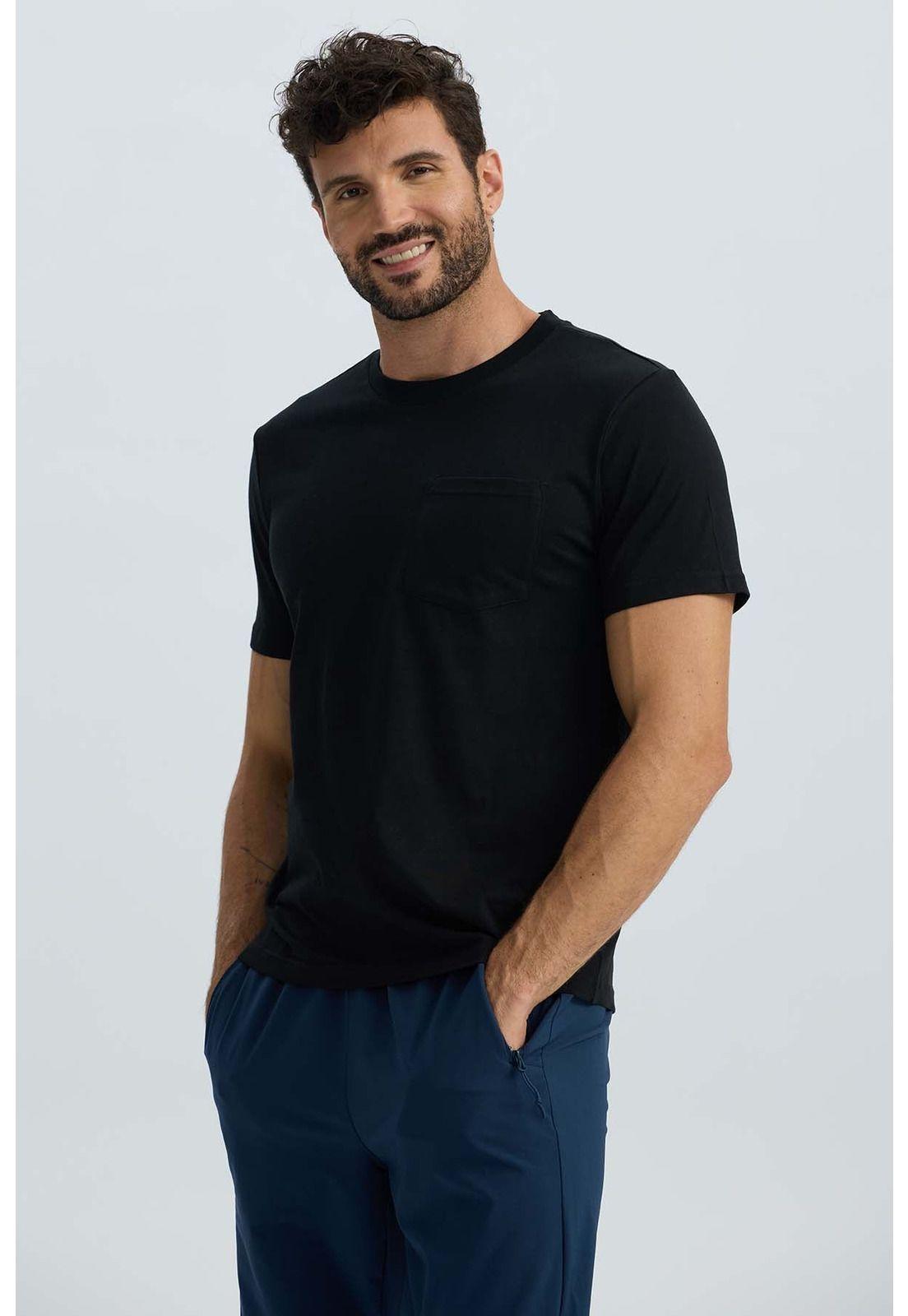 Polera Hombre Básica Con Bolsillo Negro - ll-1