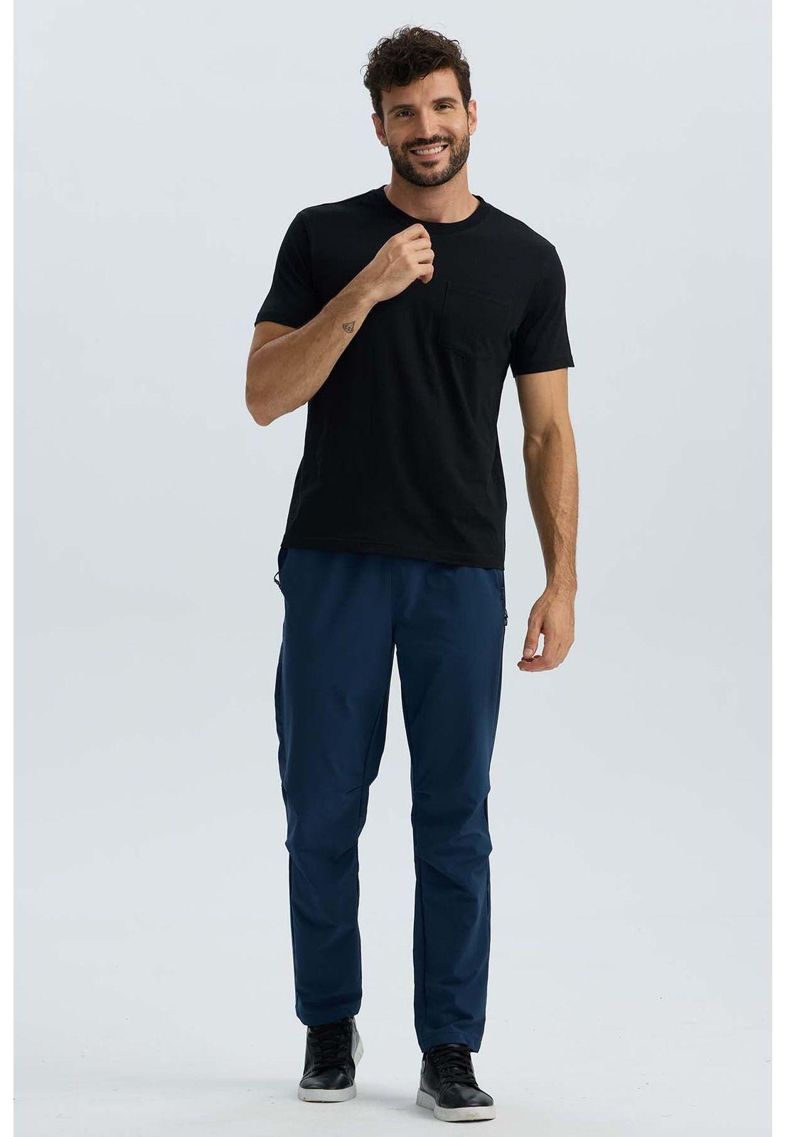 Polera Hombre Básica Con Bolsillo Negro - ll-3