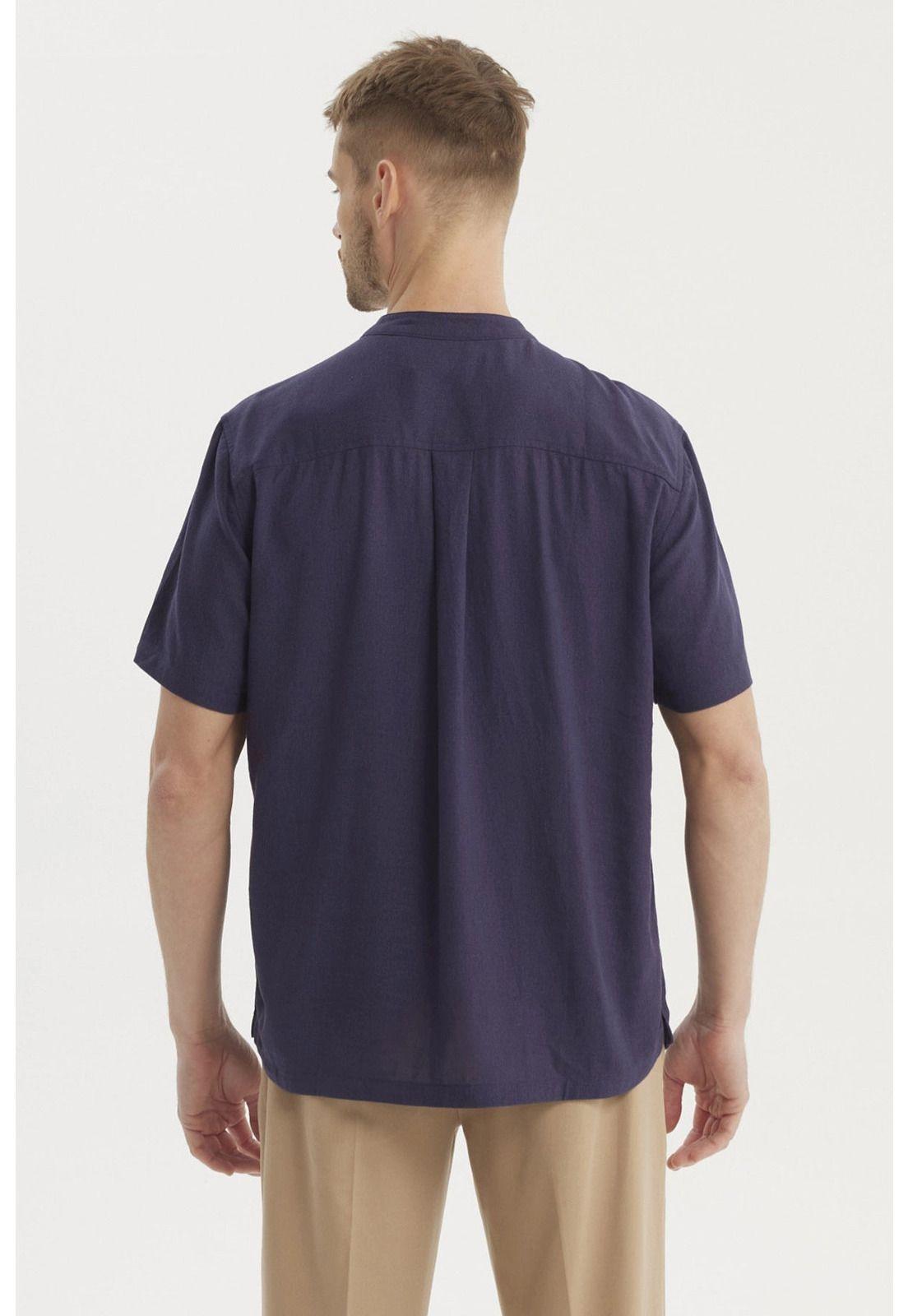 Camisa Hombre Slim Azul Marino-2