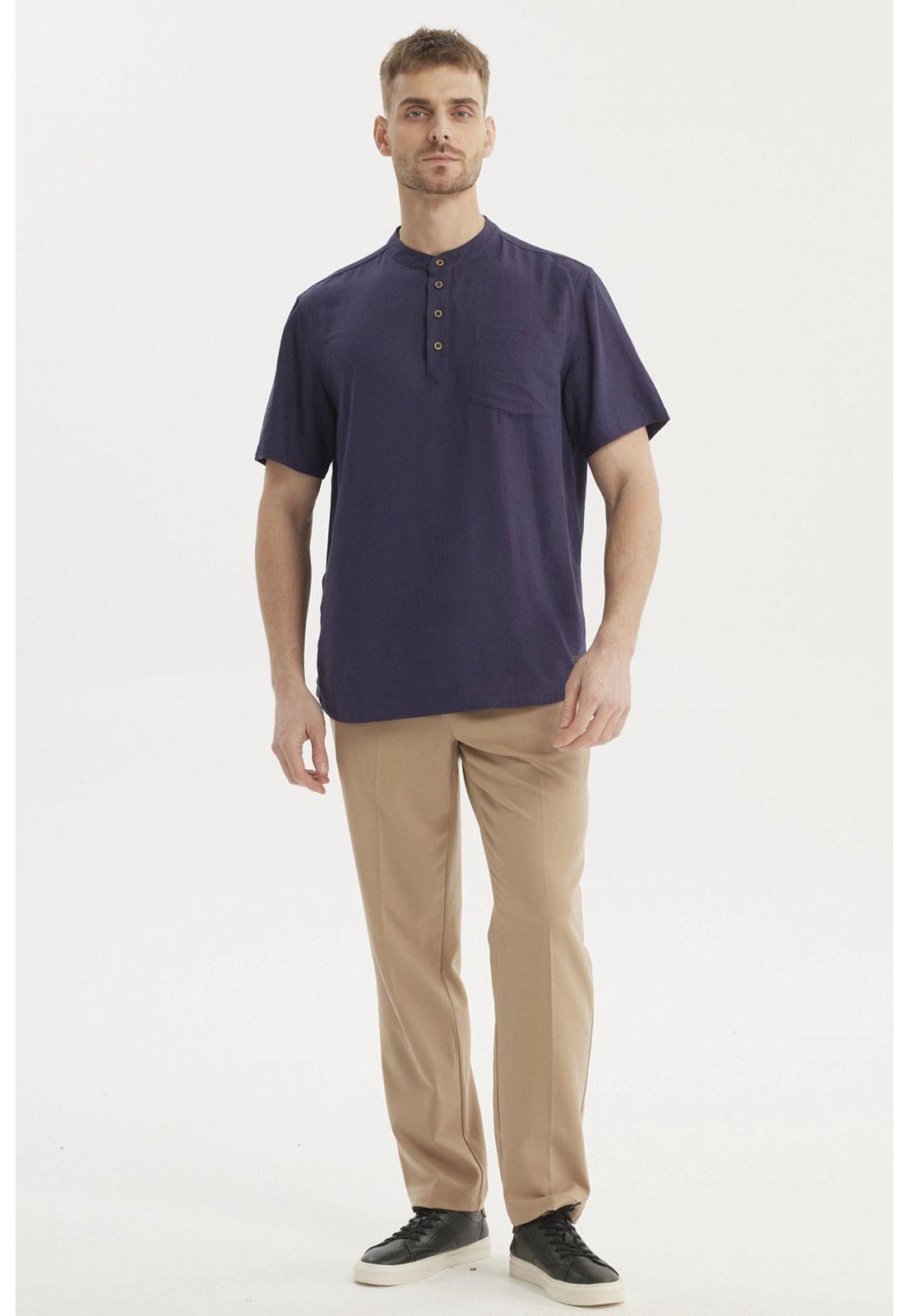 Camisa Hombre Slim Azul Marino-3