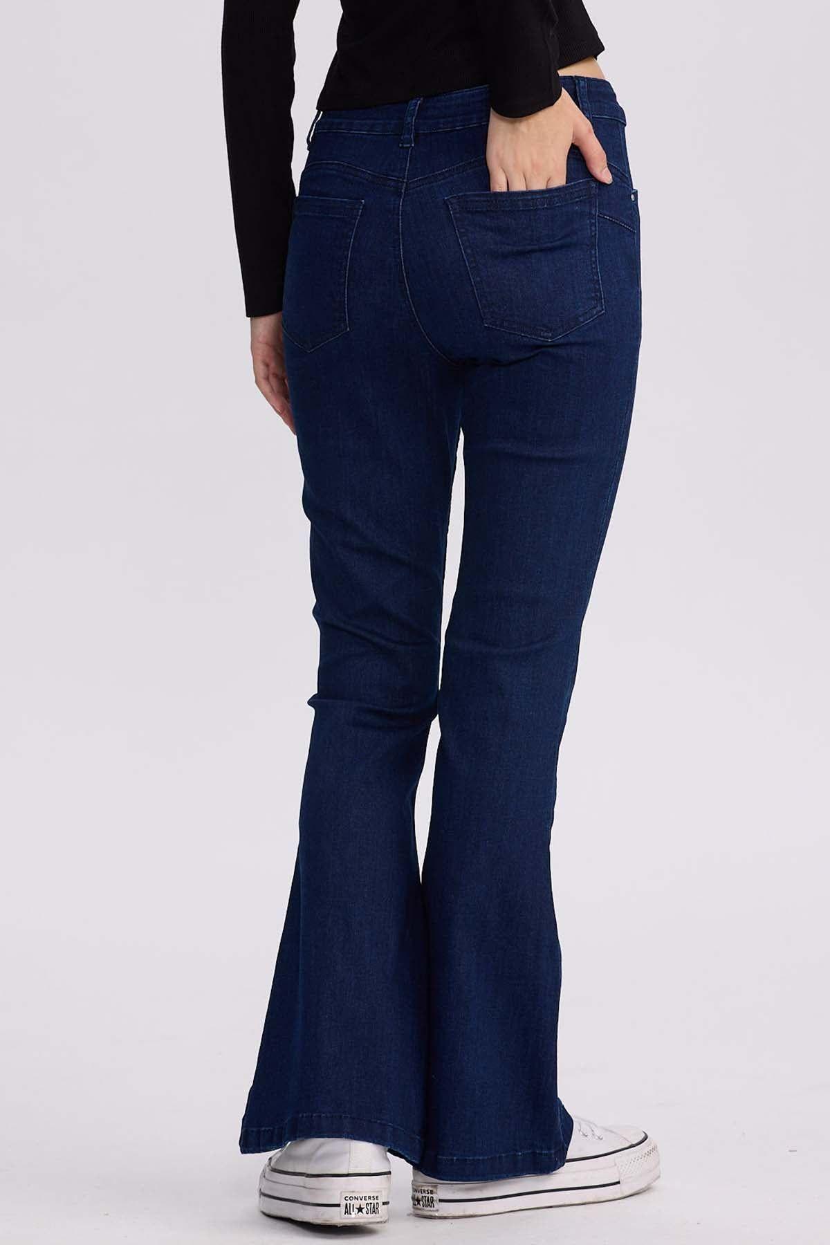 Jeans Mujer Flare Linea Azul Oscuro-2