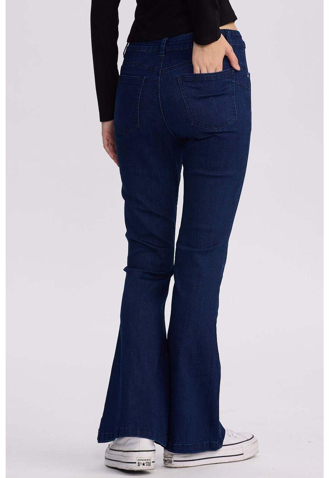 Jeans Mujer Flare Línea Azul Oscuro-2