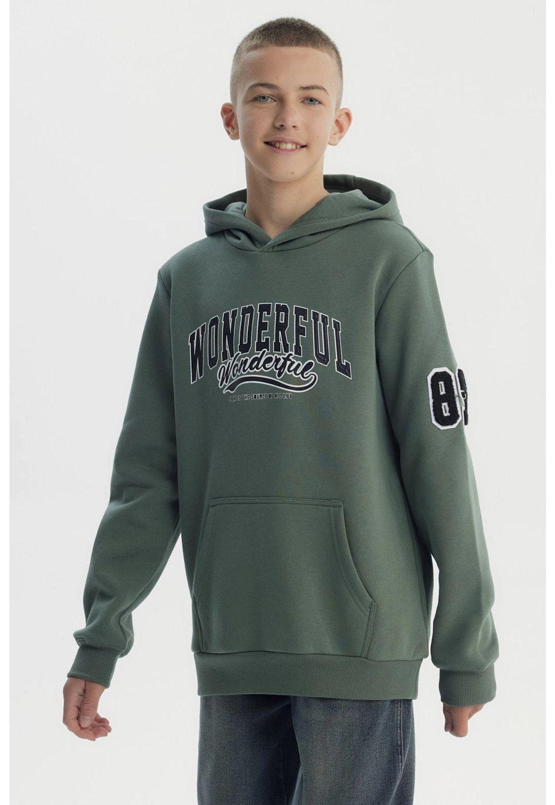 Polerón Niño Slim Verde Militar - lll-1