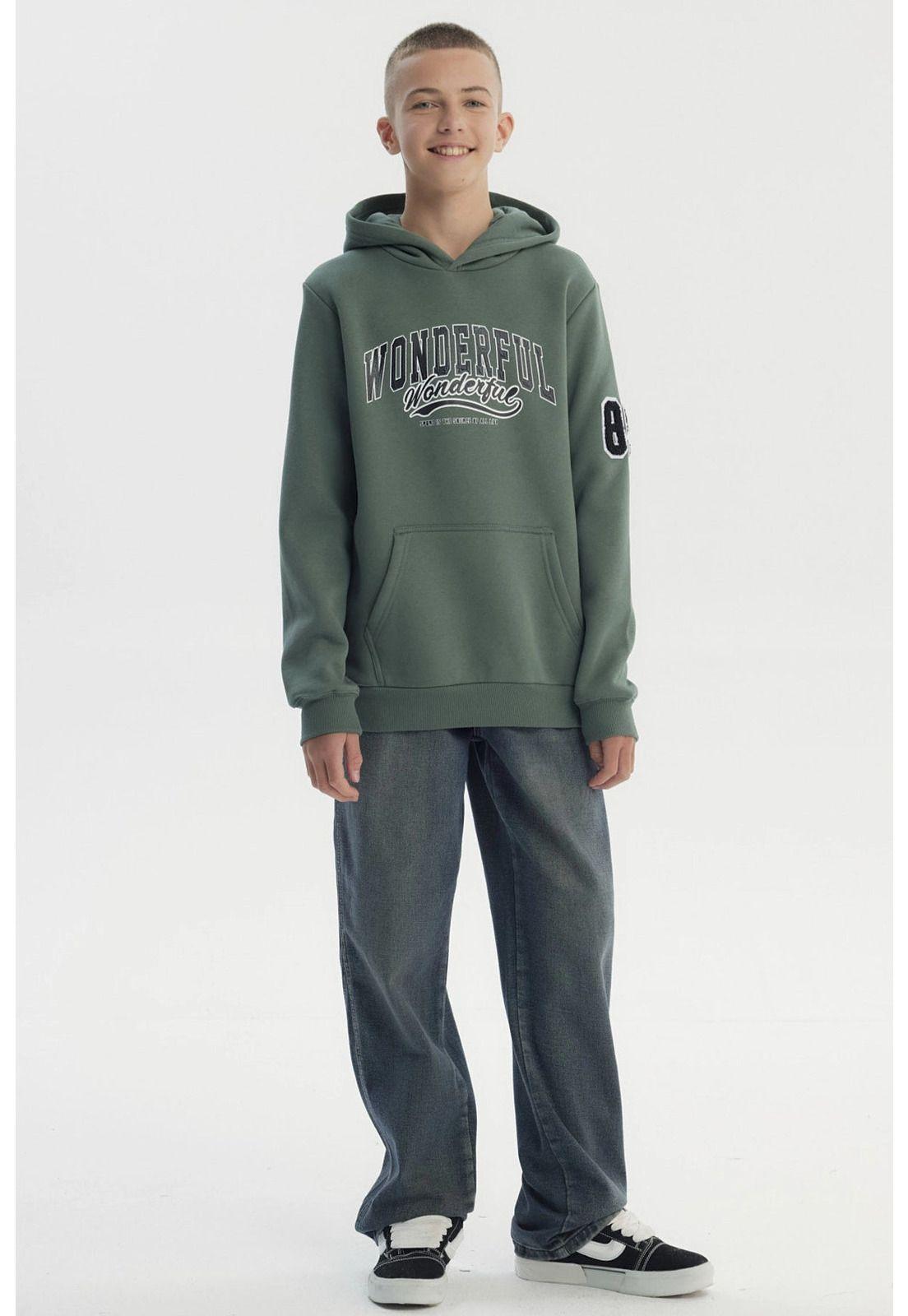 Polerón Niño Slim Verde Militar - lll-3