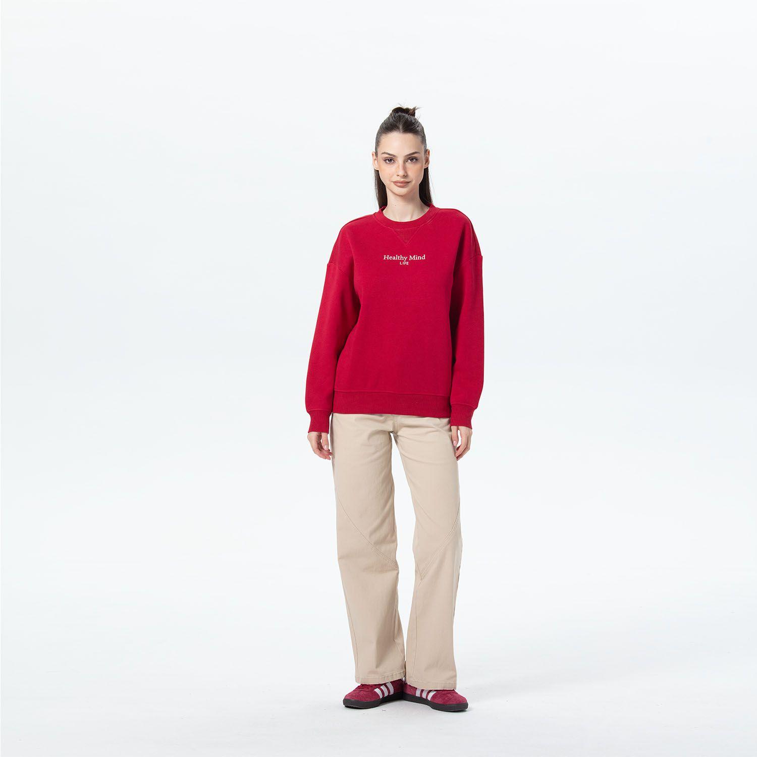 Polerón Mujer Oversize Print Rojo Oscuro-3