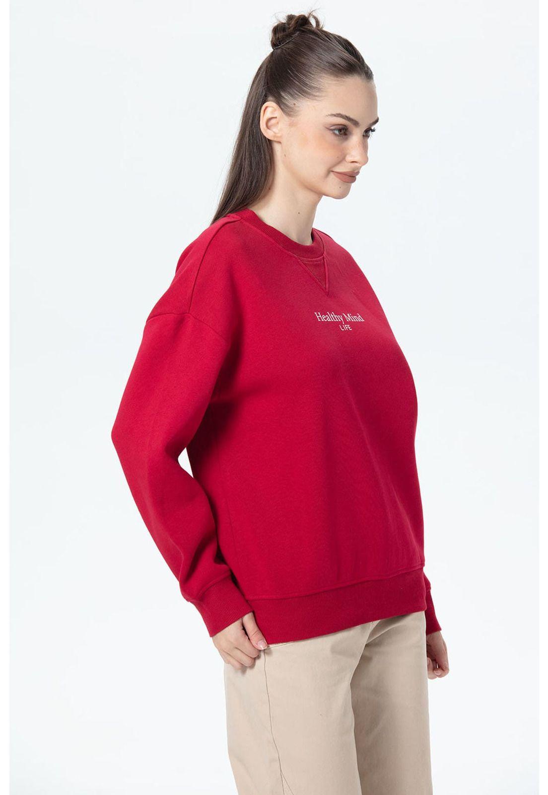 Polerón Mujer Oversize Print Rojo-1