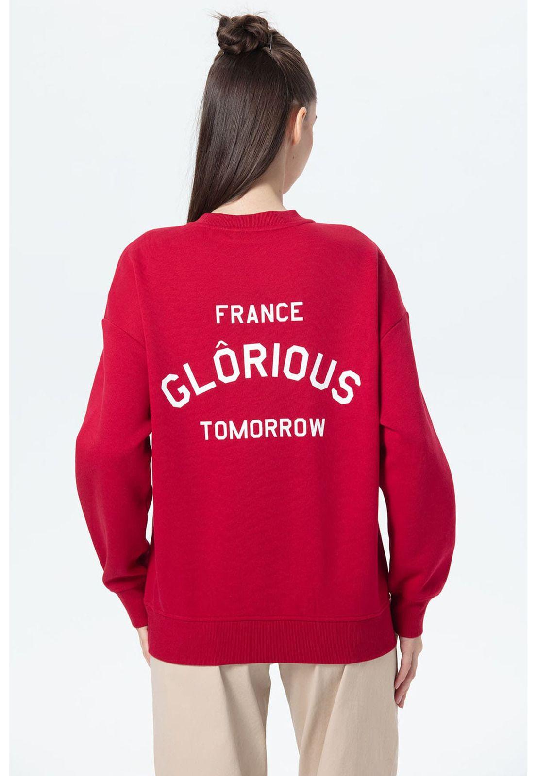 Polerón Mujer Oversize Print Rojo-2