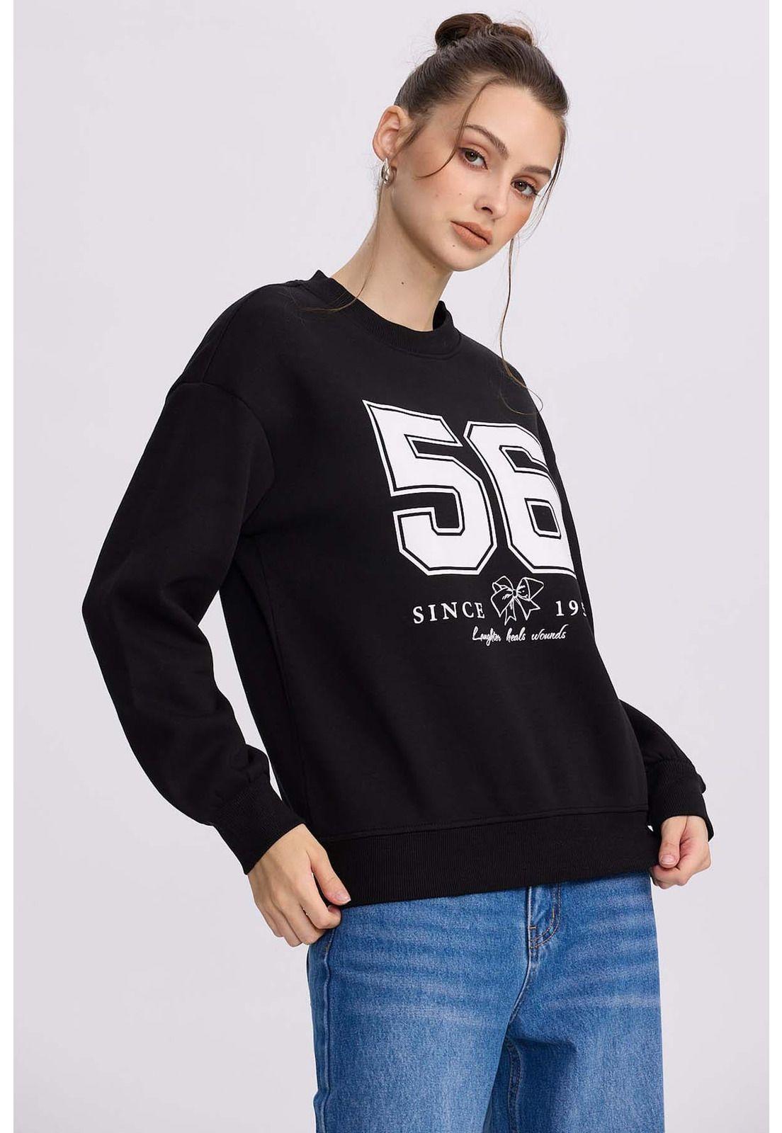 Polerón Mujer Print Negro-1