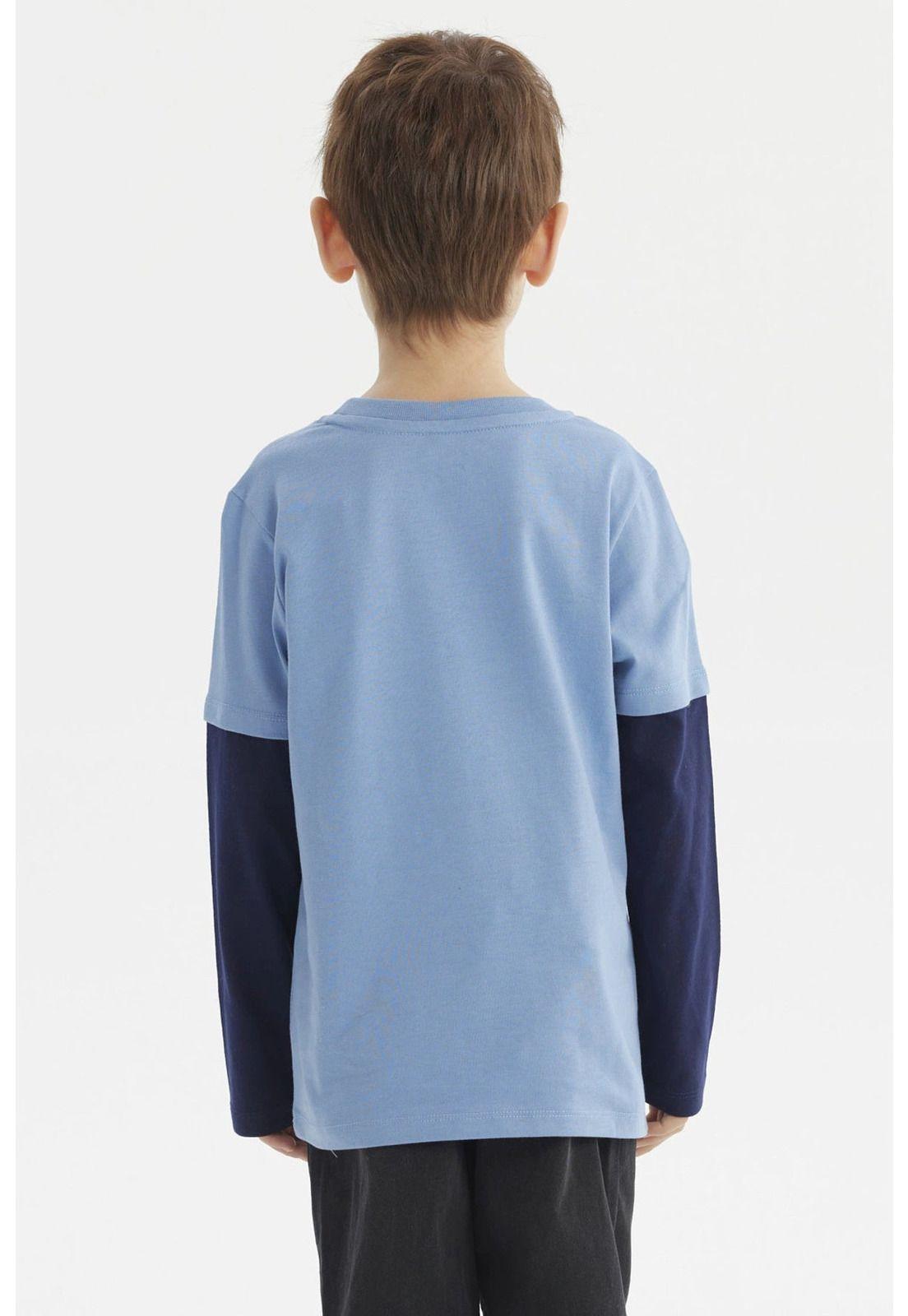 Polera Niño Básica Print Azul Claro-2