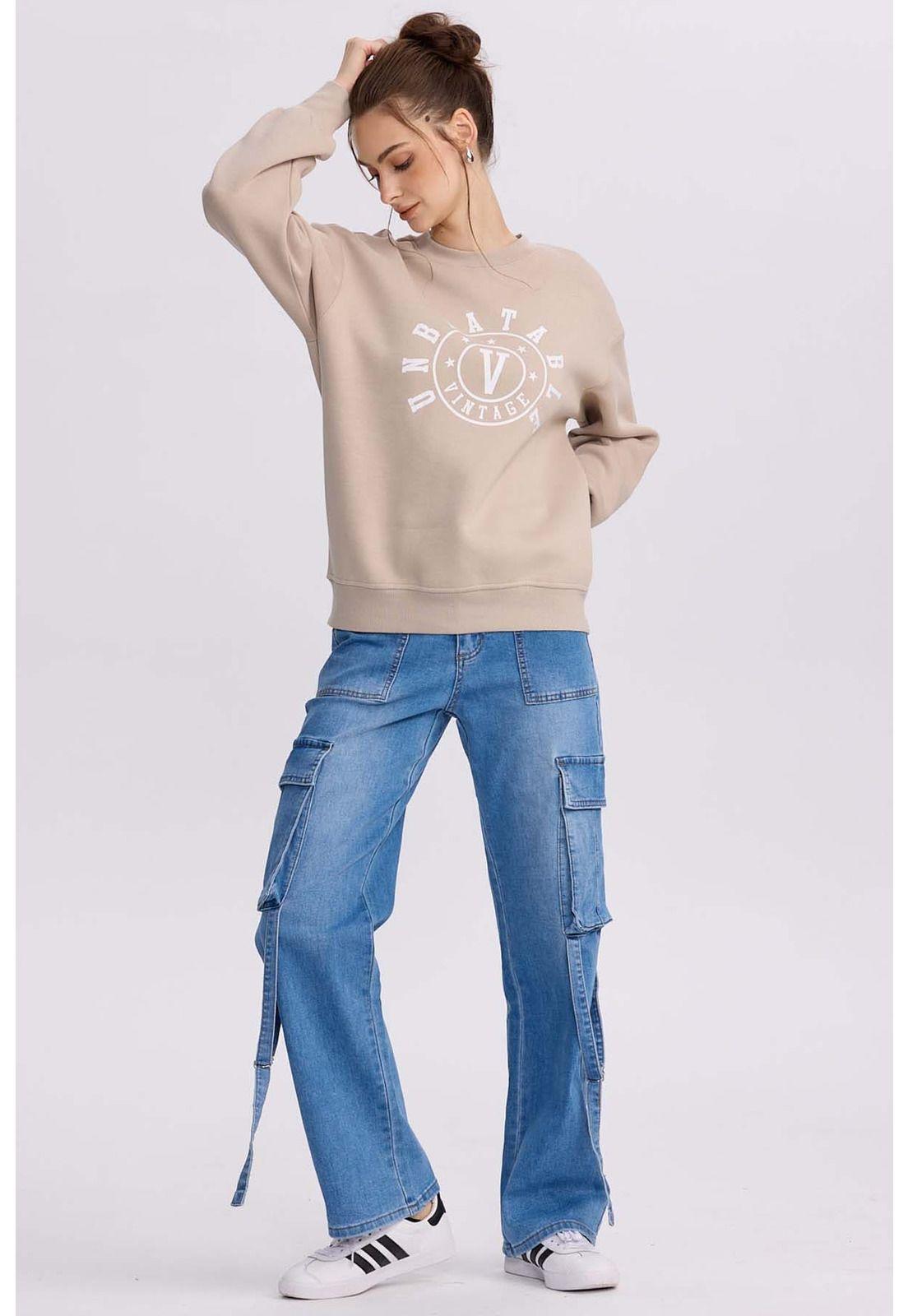 Jeans Mujer Calce Recto Cargo Azul-3