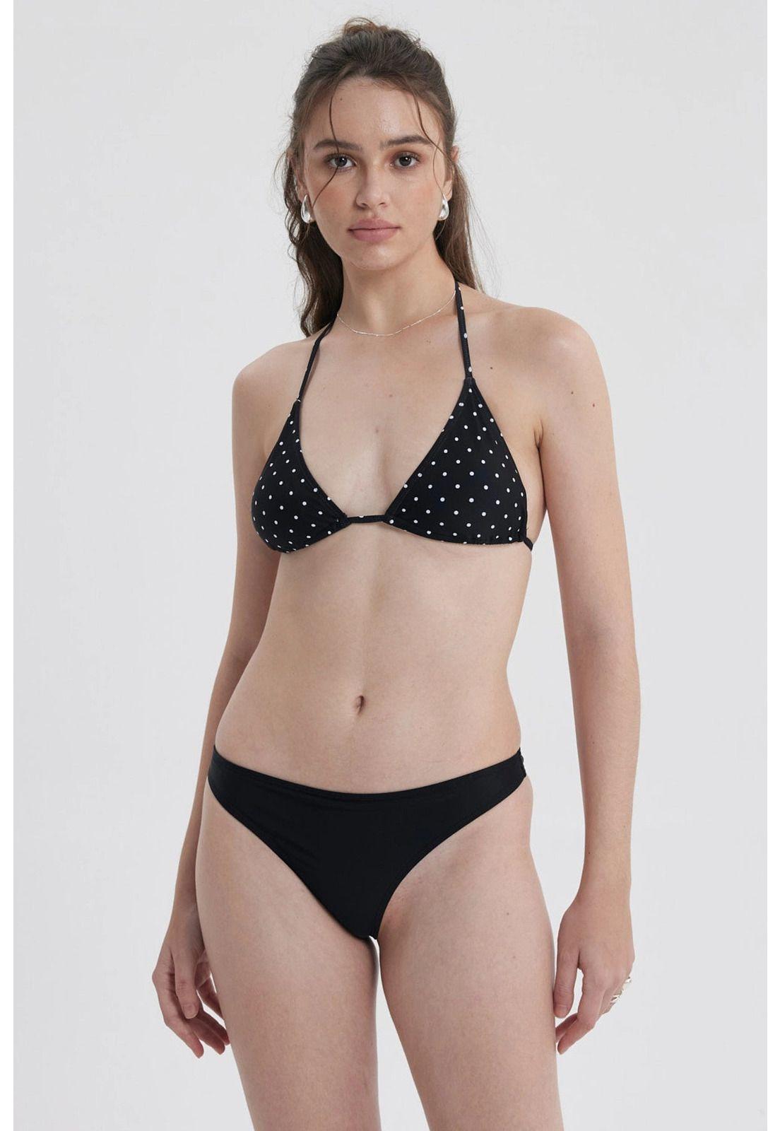 Traje De Baño Mujer Top Triángulo Negro / Blanco-0