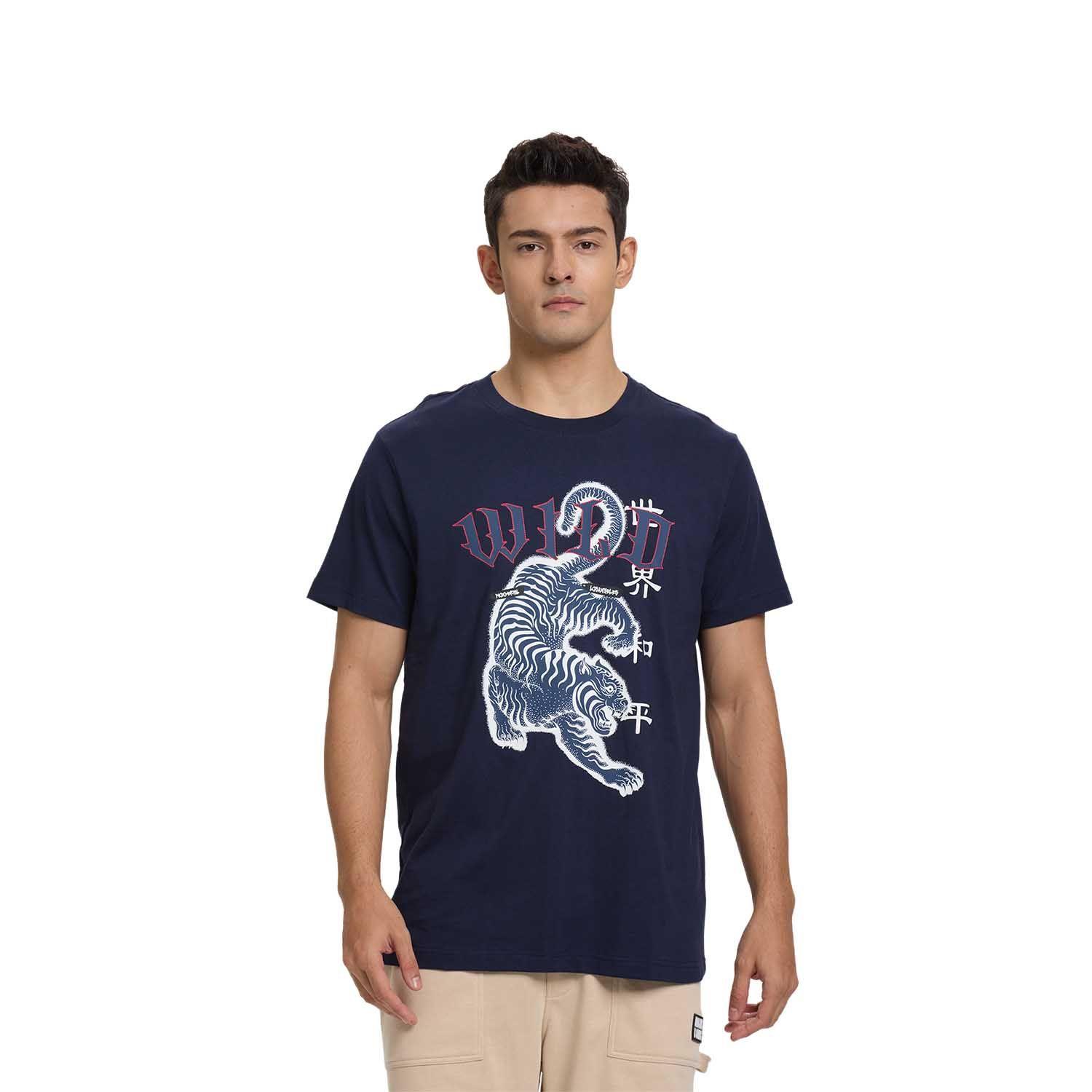 Polera Hombre Print Acid Wash Azul Oscuro Fashion's Park-0