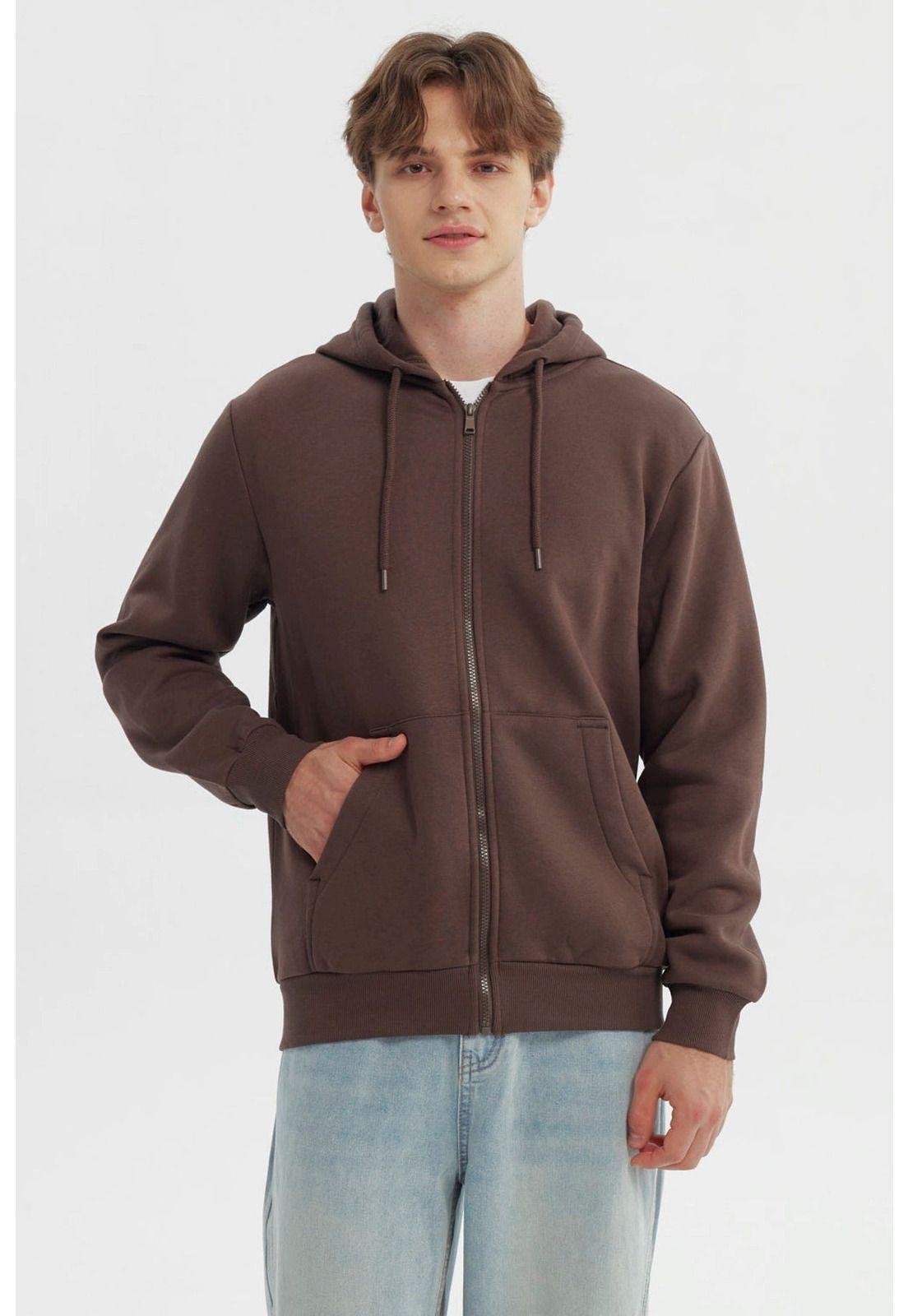 Polerón Hombre Full Zipper Basico Chocolate-0