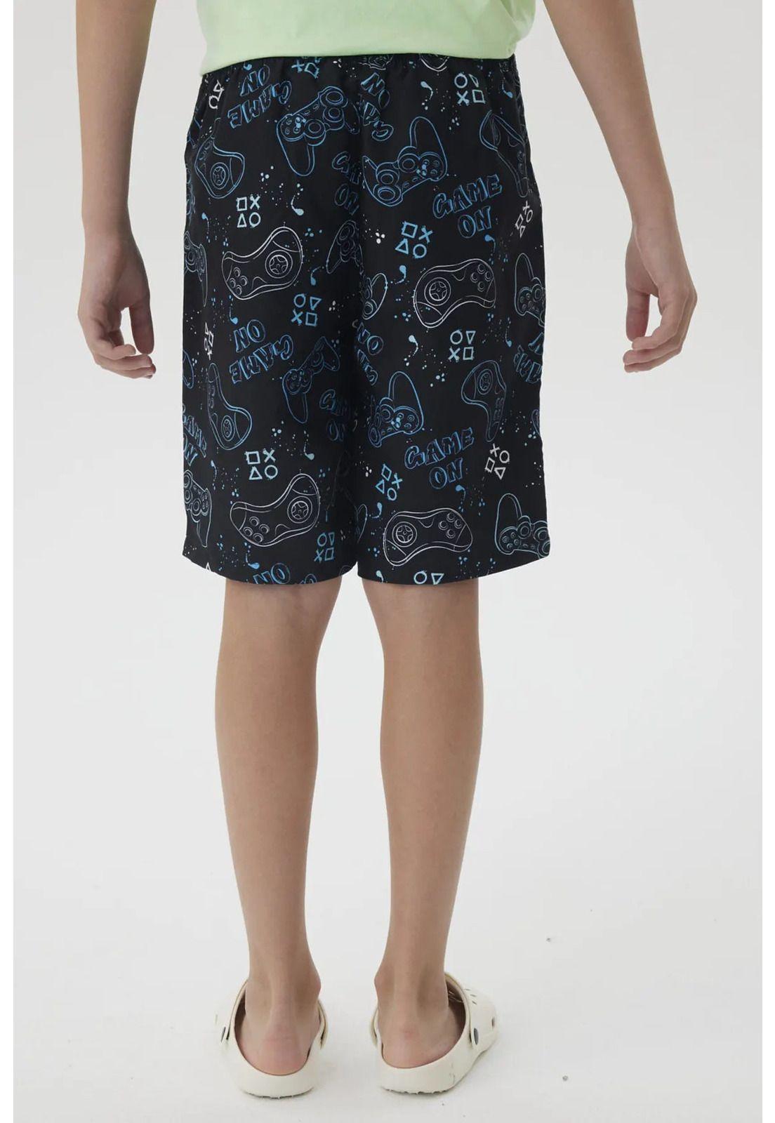 Short de Baño Niño Básico Print Negro-2