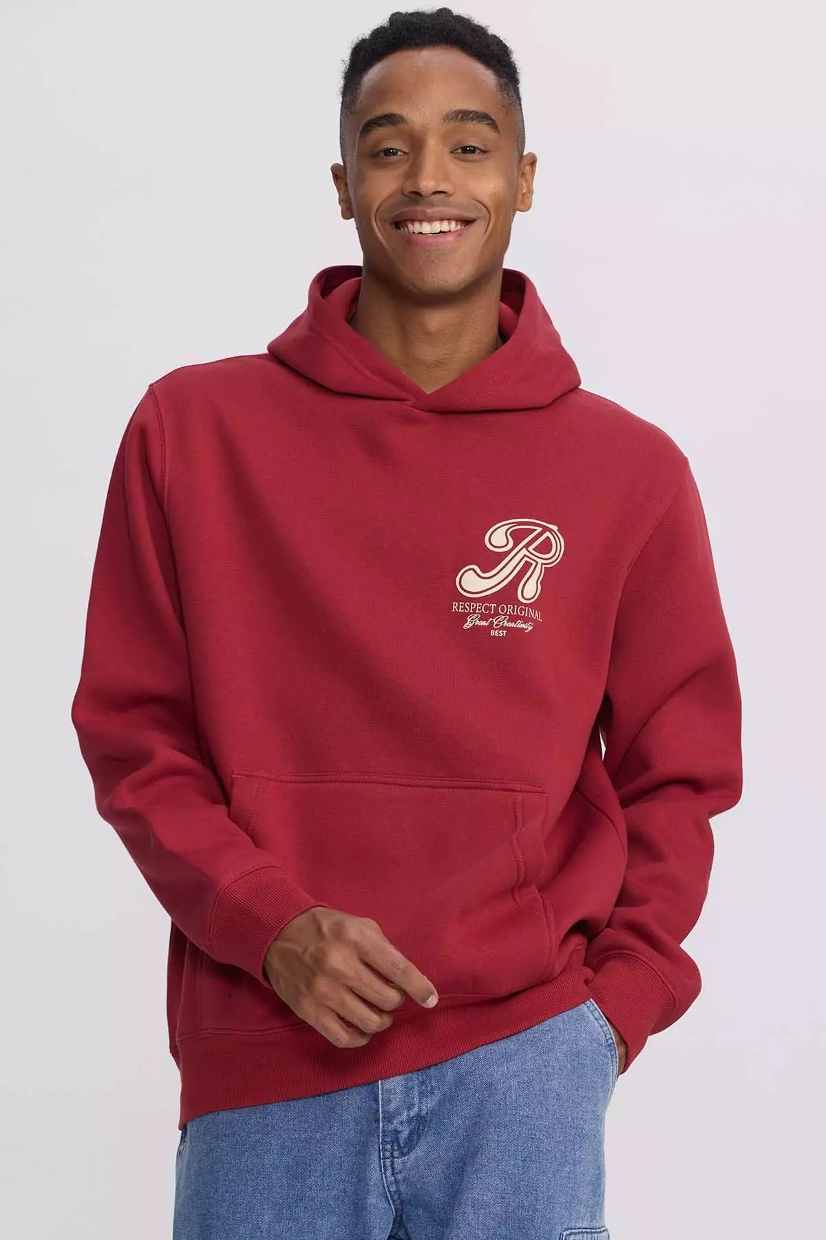 Polerón Hombre Hoodie Doble Print Rojo Oscuro-0