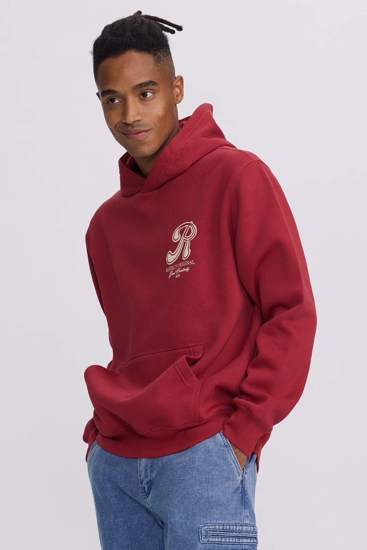 Polerón Hombre Hoodie Doble Print Rojo Oscuro-1