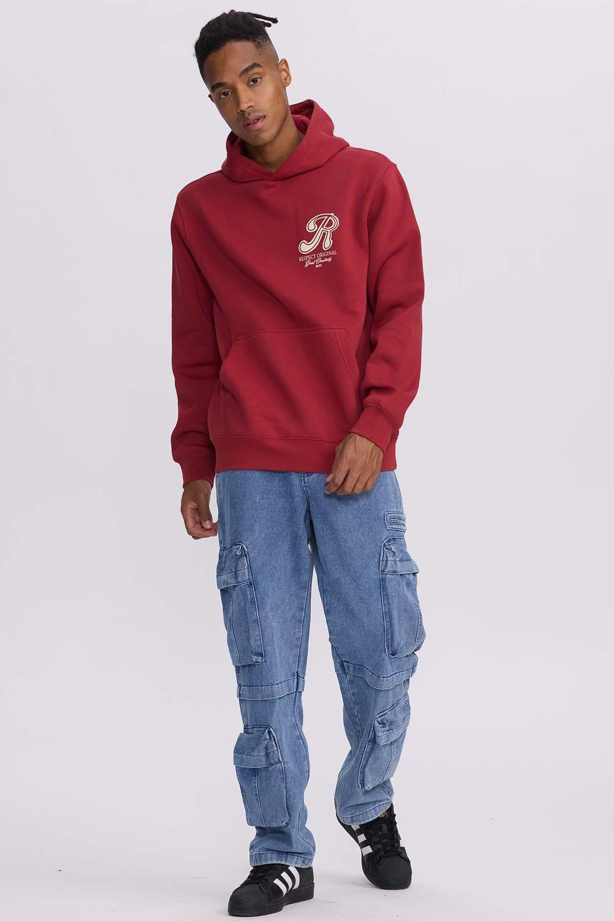 Polerón Hombre Hoodie Doble Print Rojo Oscuro-3