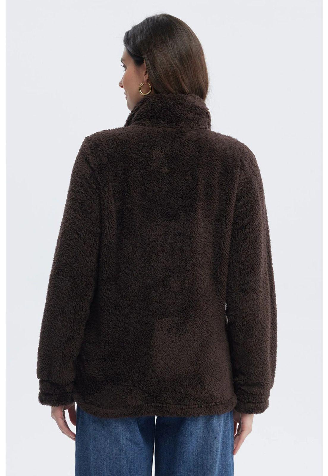 Polar Mujer Básico Peludo Chocolate-2