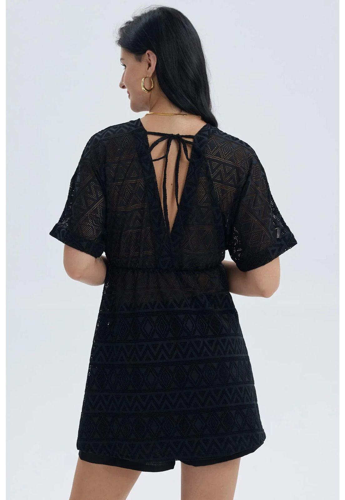 Polera Mujer Salida de Baño Negro-2