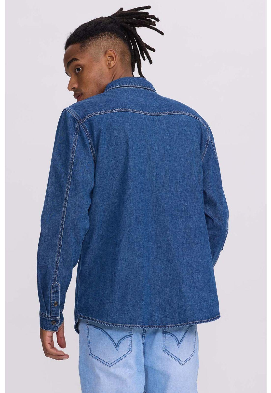 Camisa Hombre Denim Colores Azul-2