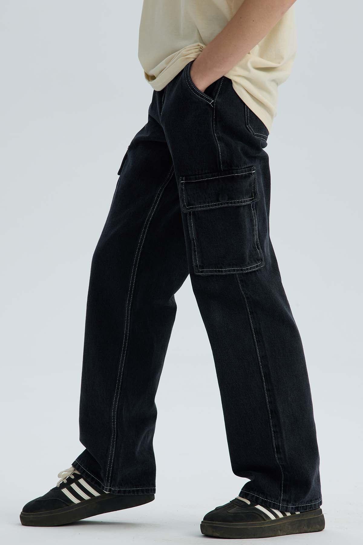 Jeans Niño Cargo Negro-2
