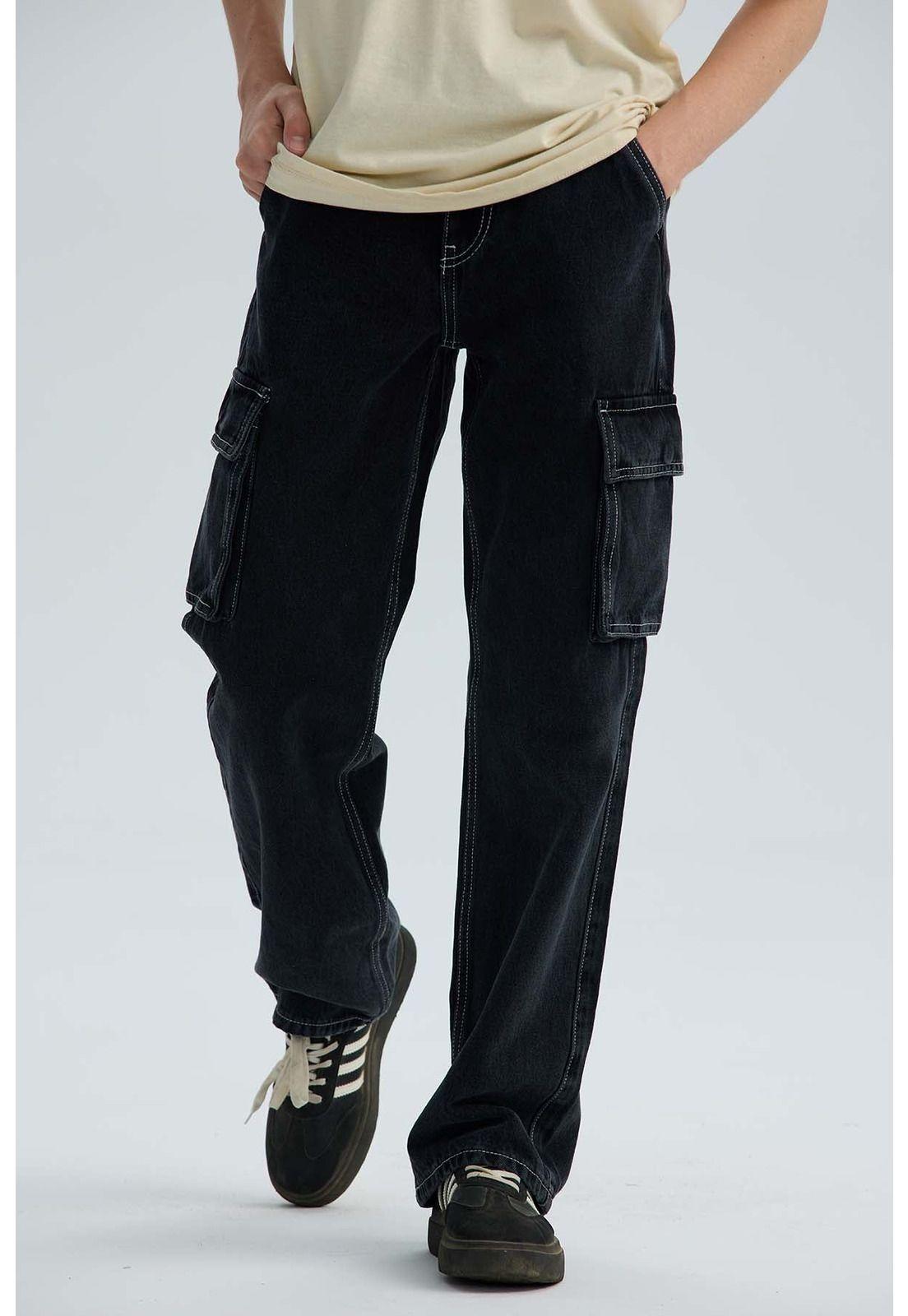 Jeans Niño Cargo Negro - ll-0