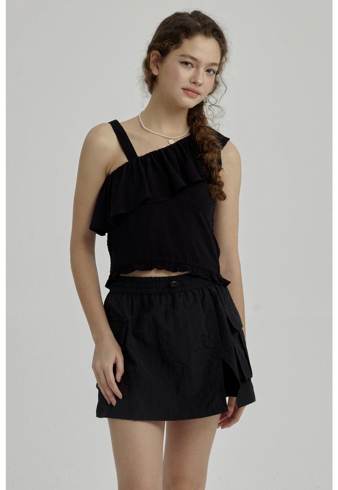 Blusa Niña Teen Asimétrica Negro-0