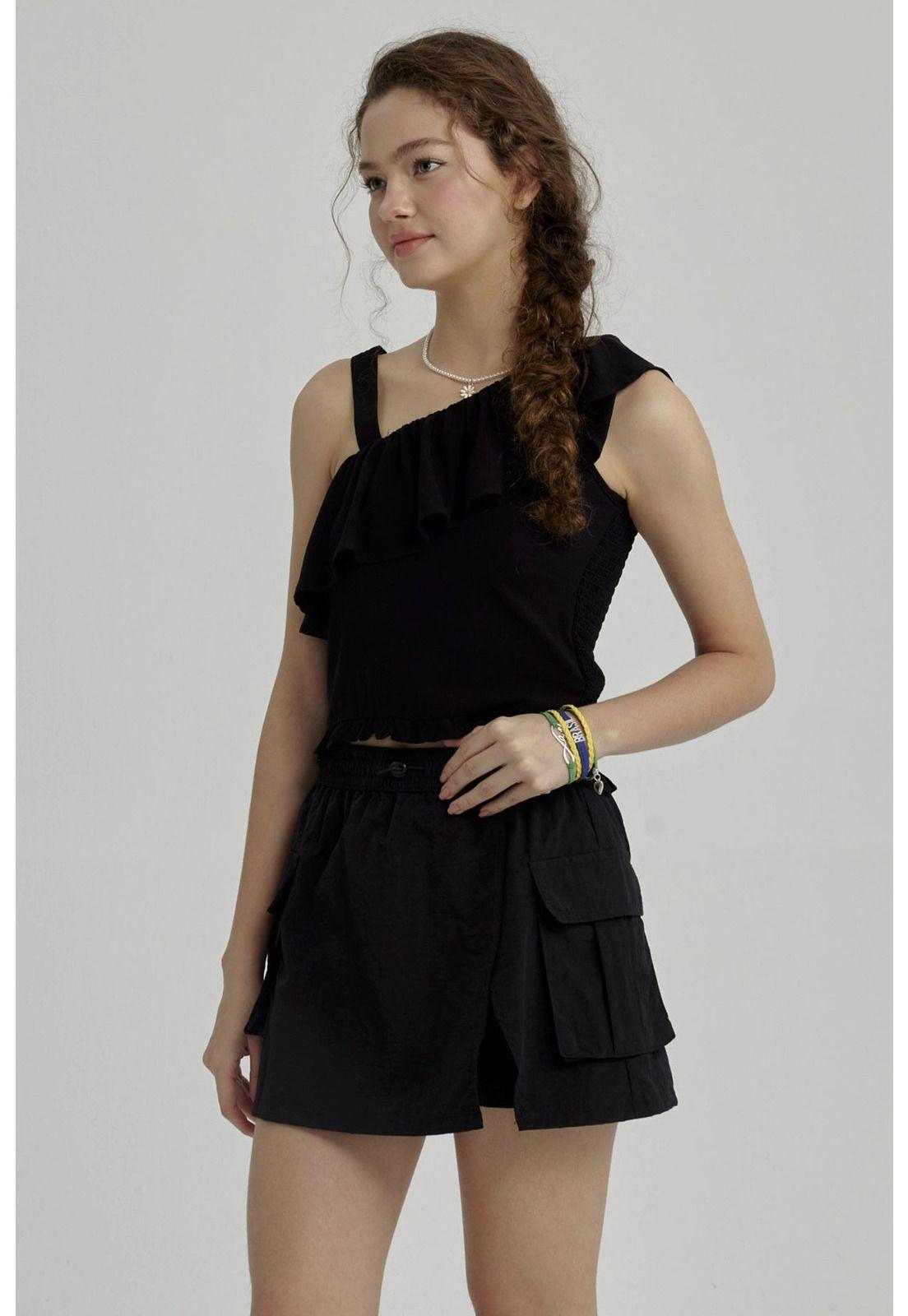 Blusa Niña Teen Asimétrica Negro-1