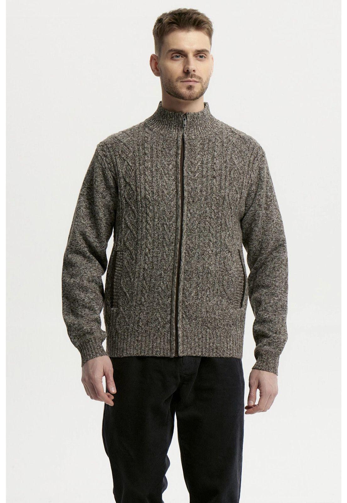 Sweater Hombre Cuello Con Cierre Café-0