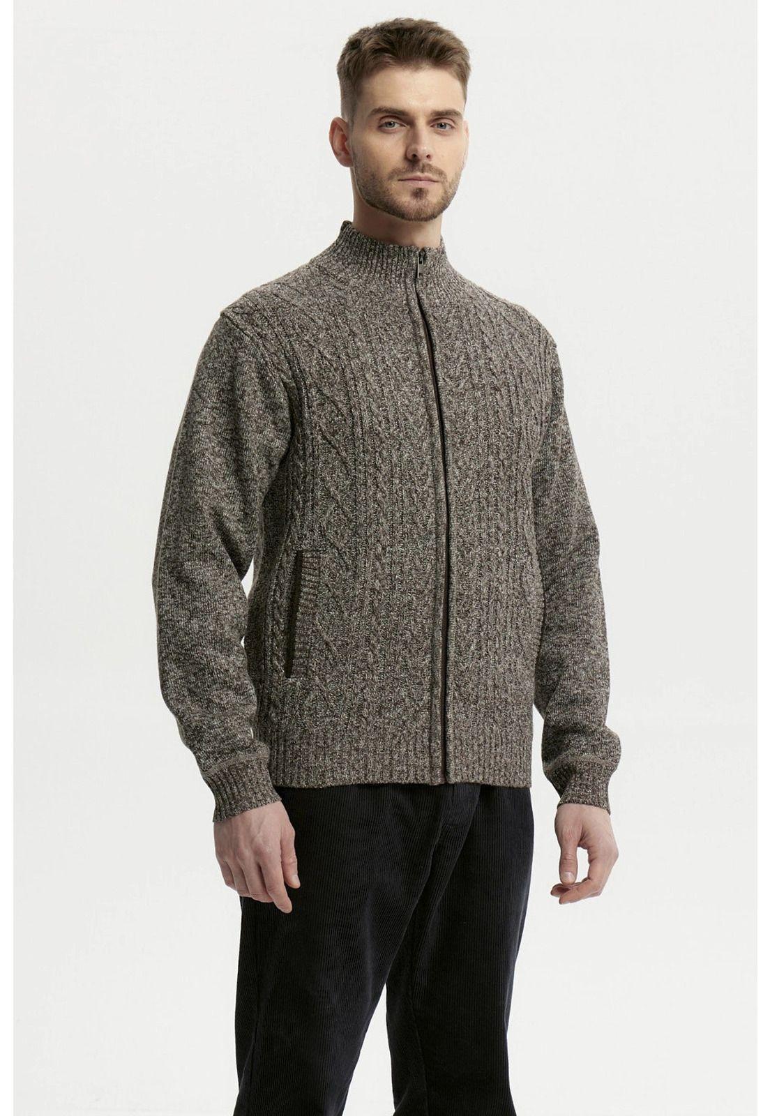 Sweater Hombre Cuello Con Cierre Café-1