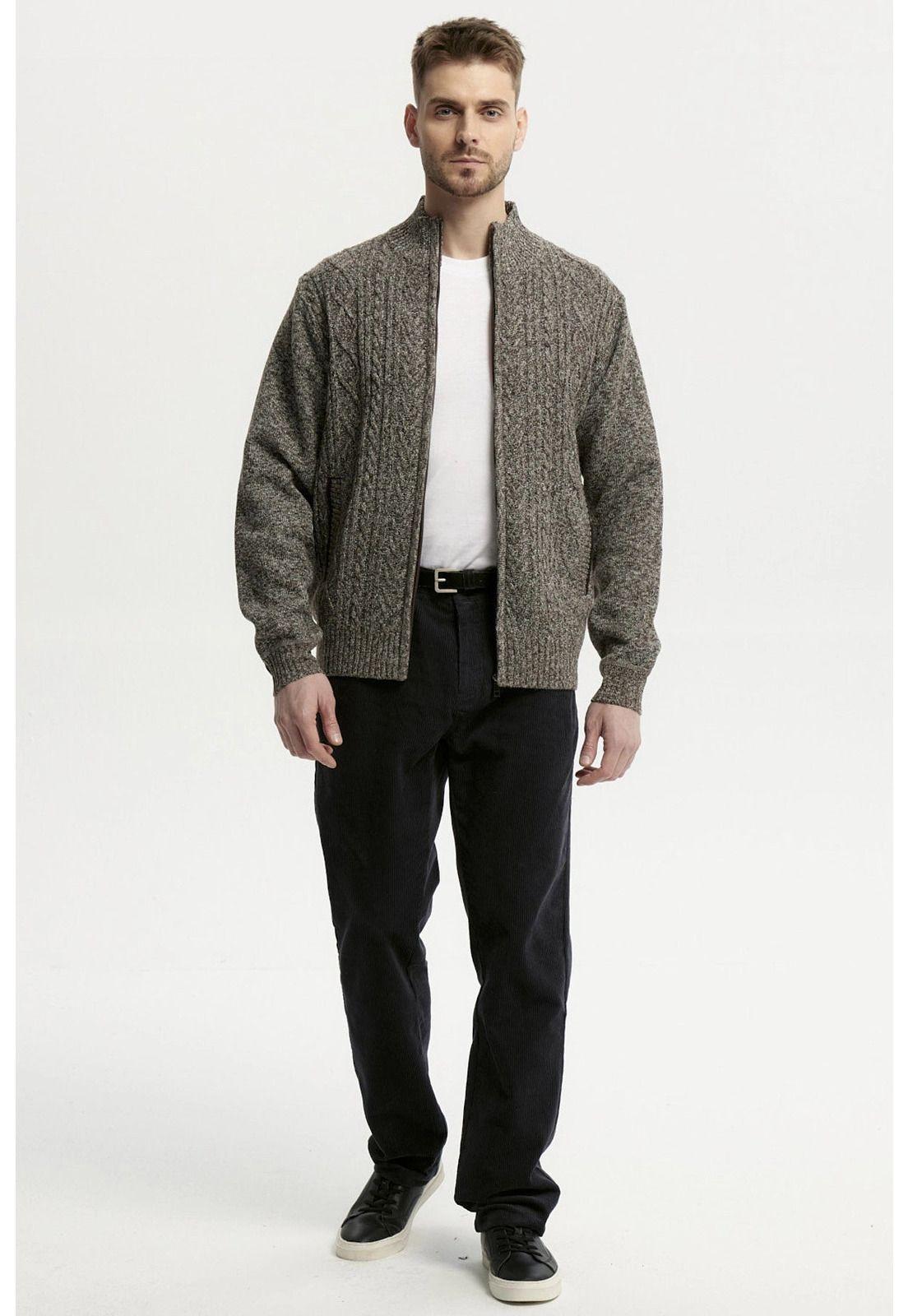 Sweater Hombre Cuello Con Cierre Café-3