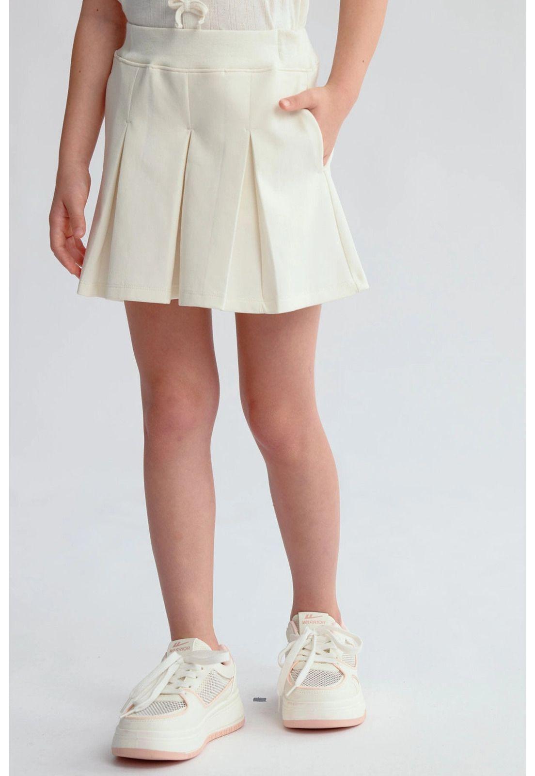 Falda Niña Short Tableada Crema-0