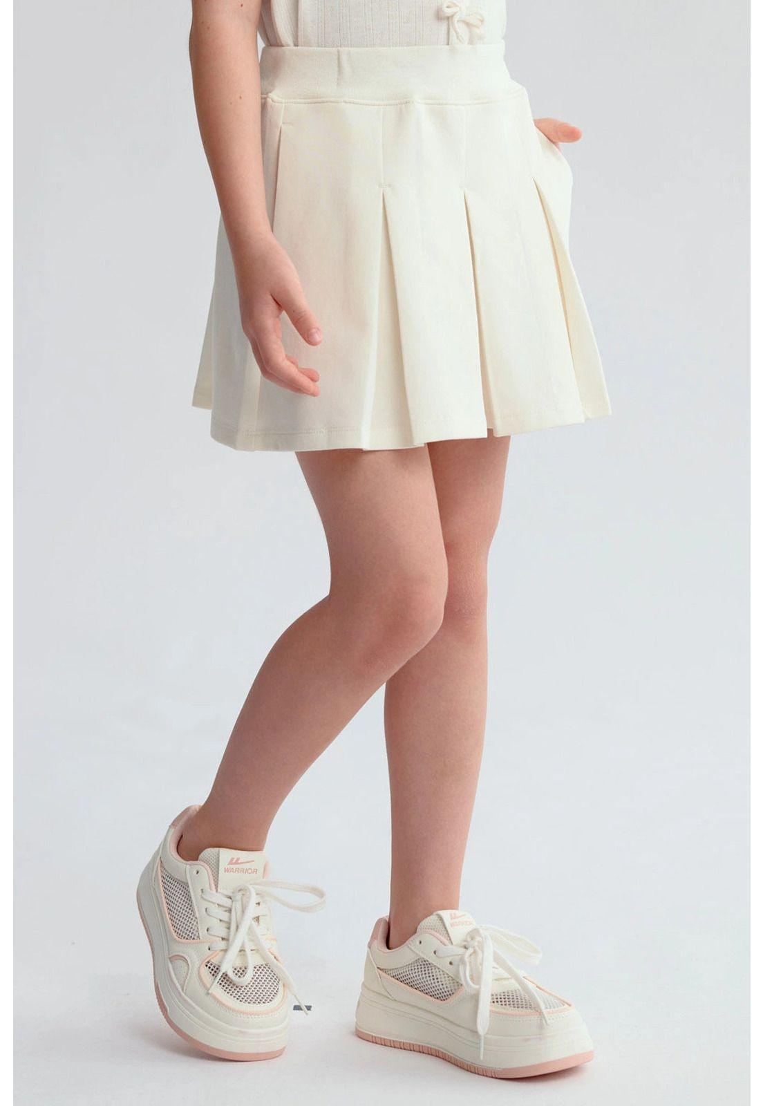 Falda Niña Short Tableada Crema-1