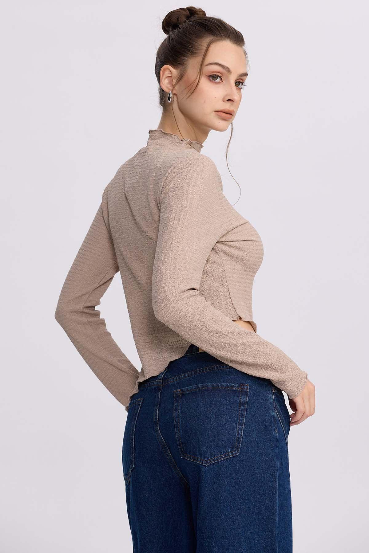 Polera Mujer Asímetrica Beige-2