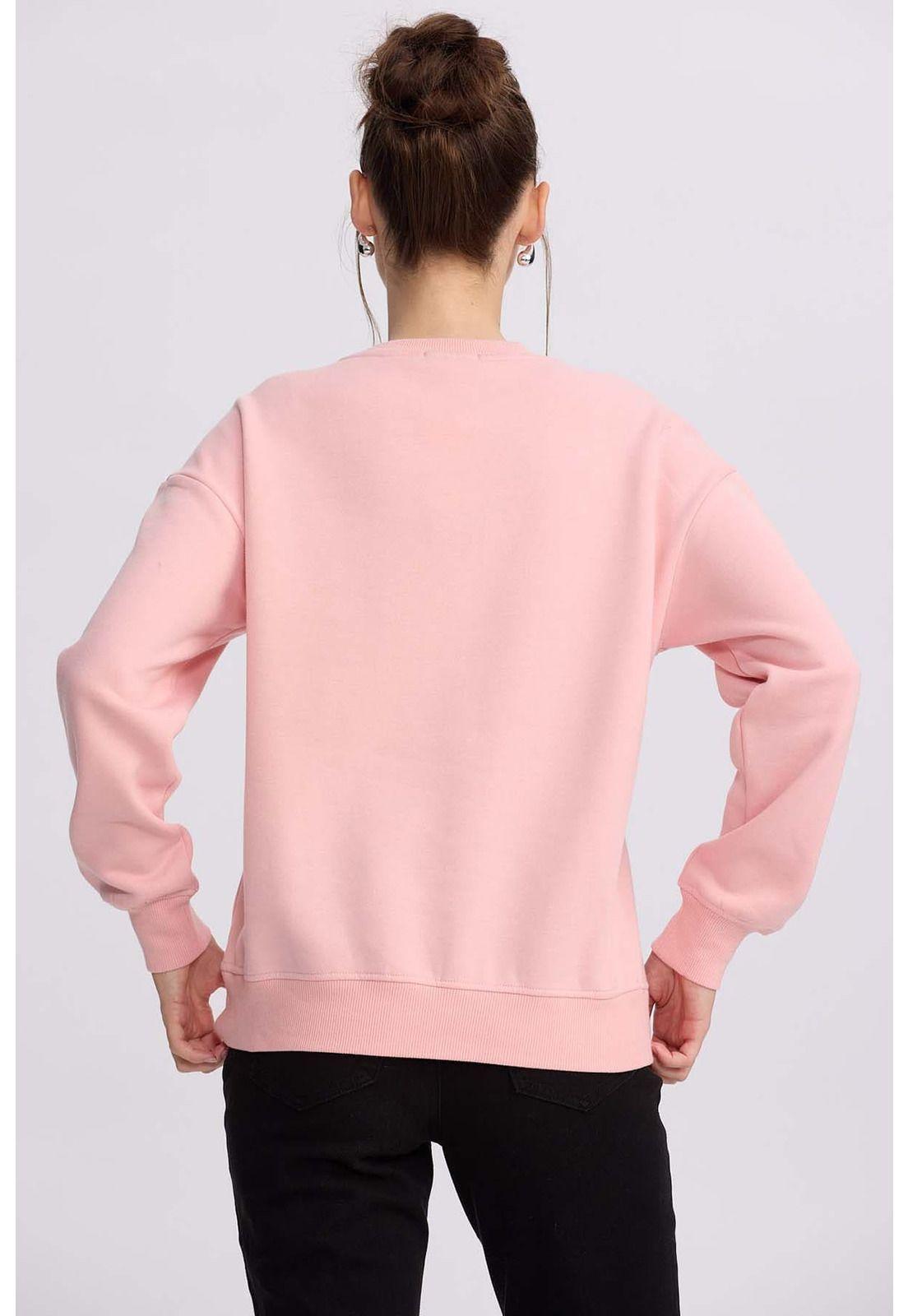Polerón Mujer Oversize Bordado Rosado Claro-2