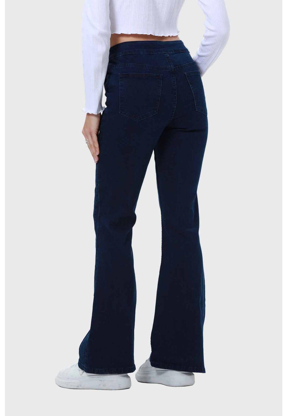 Jeans Mujer Flare Cortes Azul Índigo-2