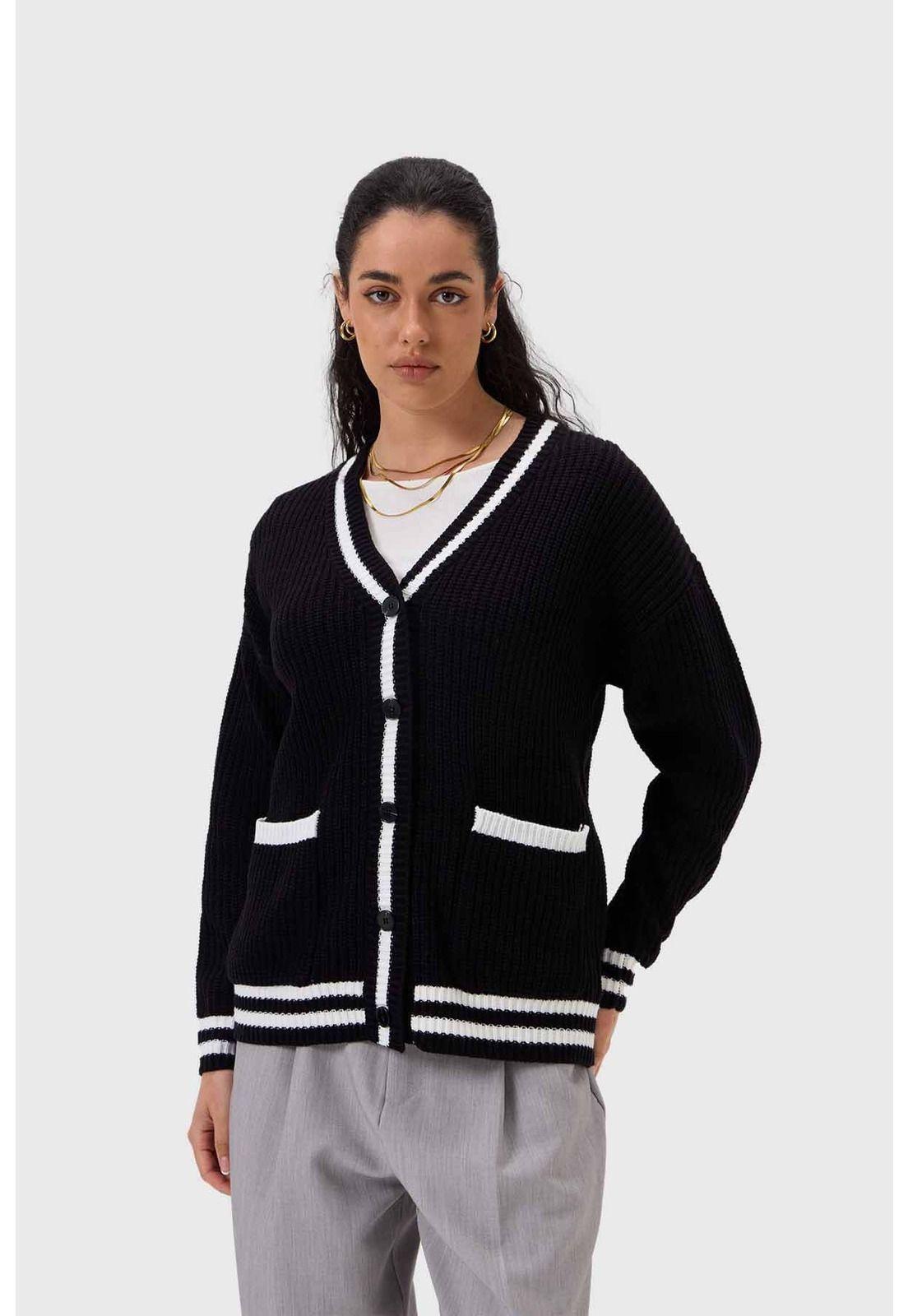 Sweater Mujer Abierto Negro - lV-0