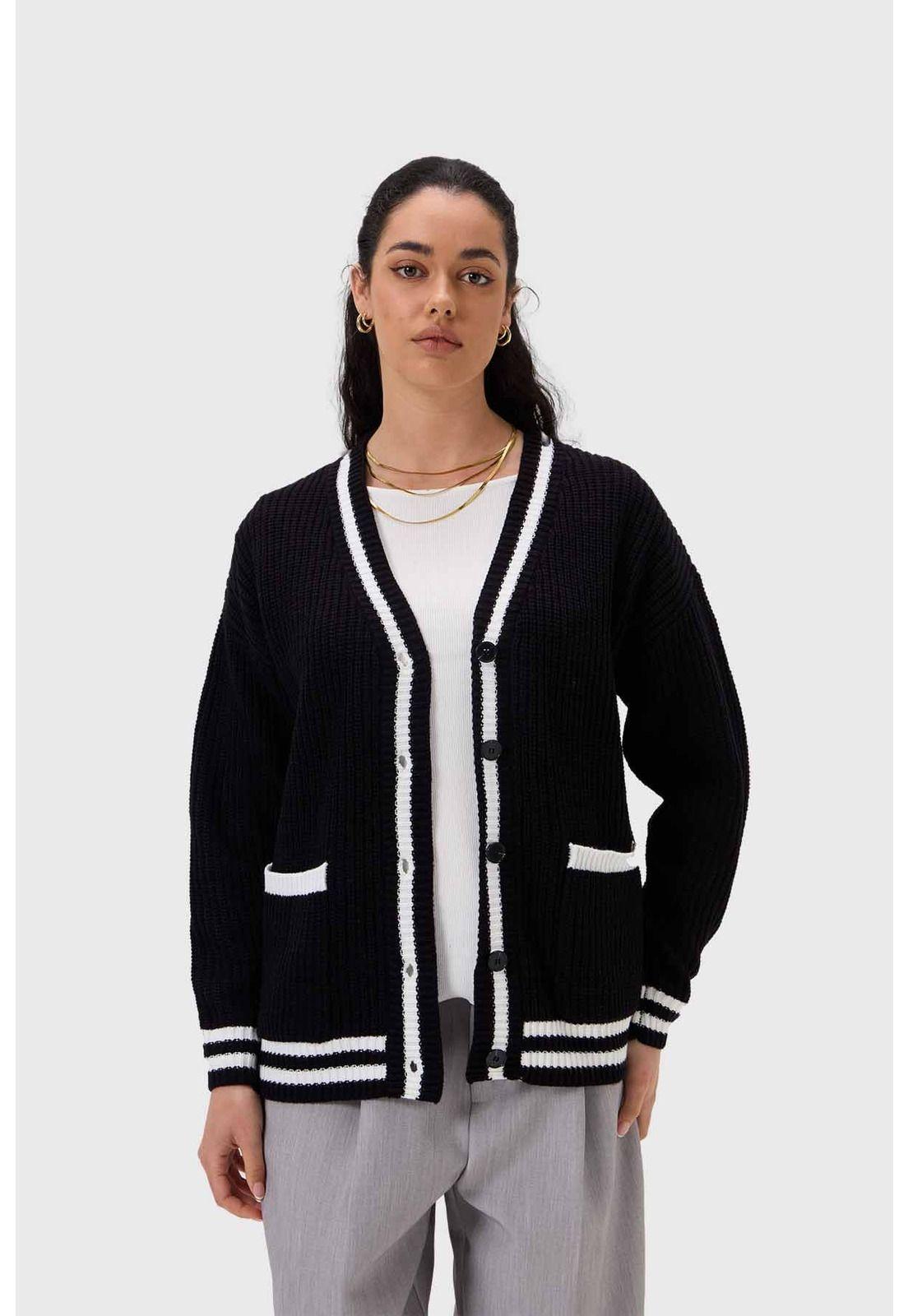 Sweater Mujer Abierto Negro - lV-1