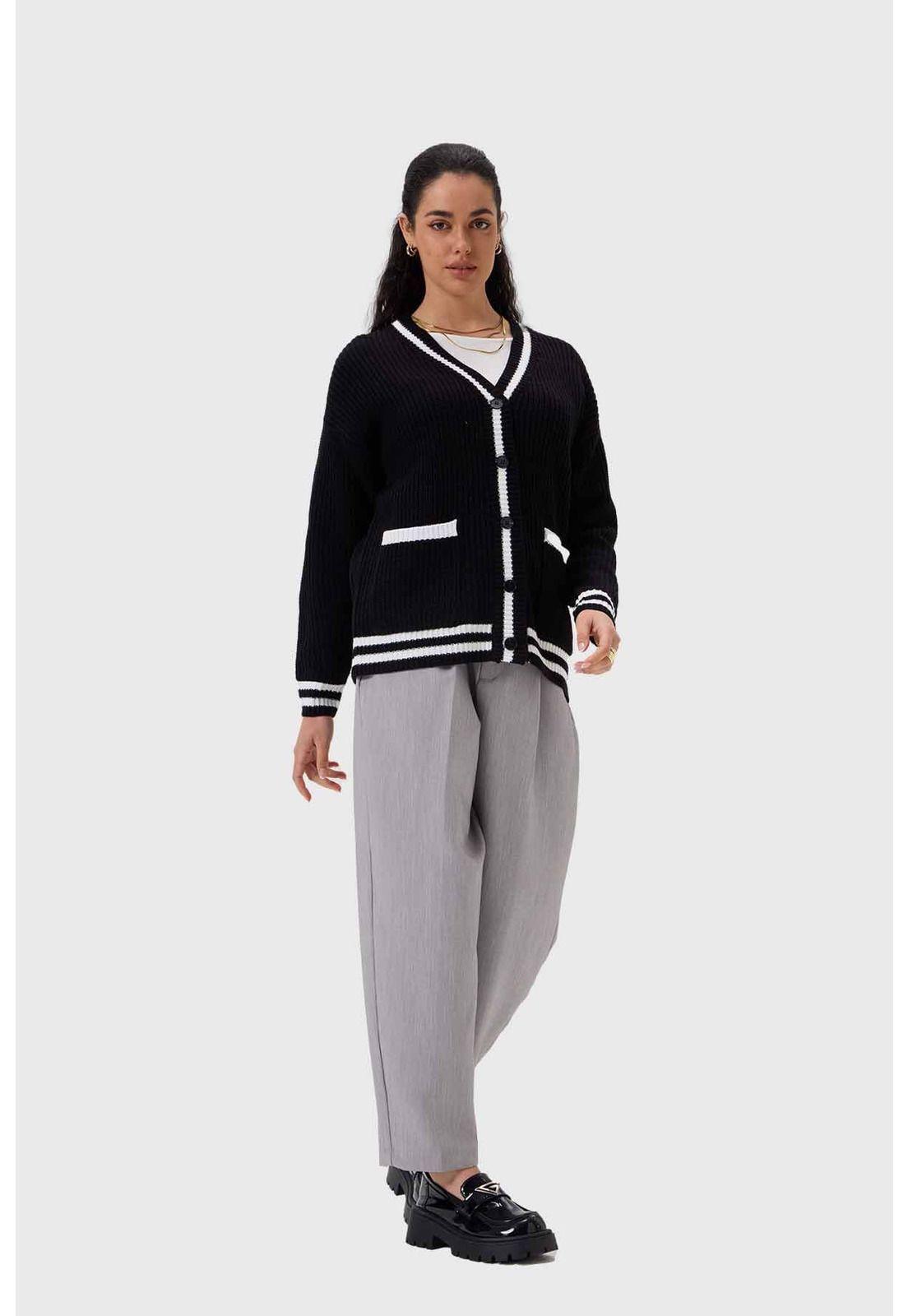 Sweater Mujer Abierto Negro - lV-3